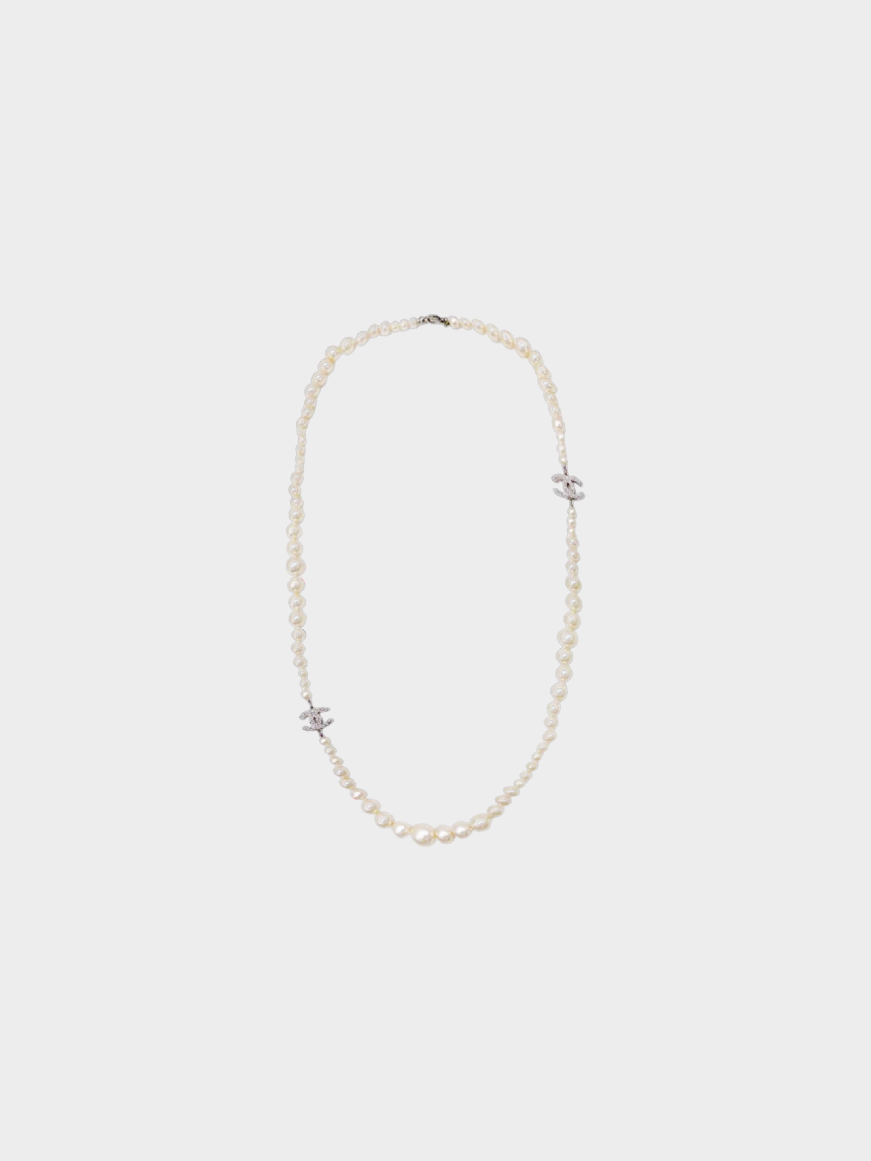 FAUX PEARL AND CRYSTAL LONG CHAIN NECKLACE, CHANEL