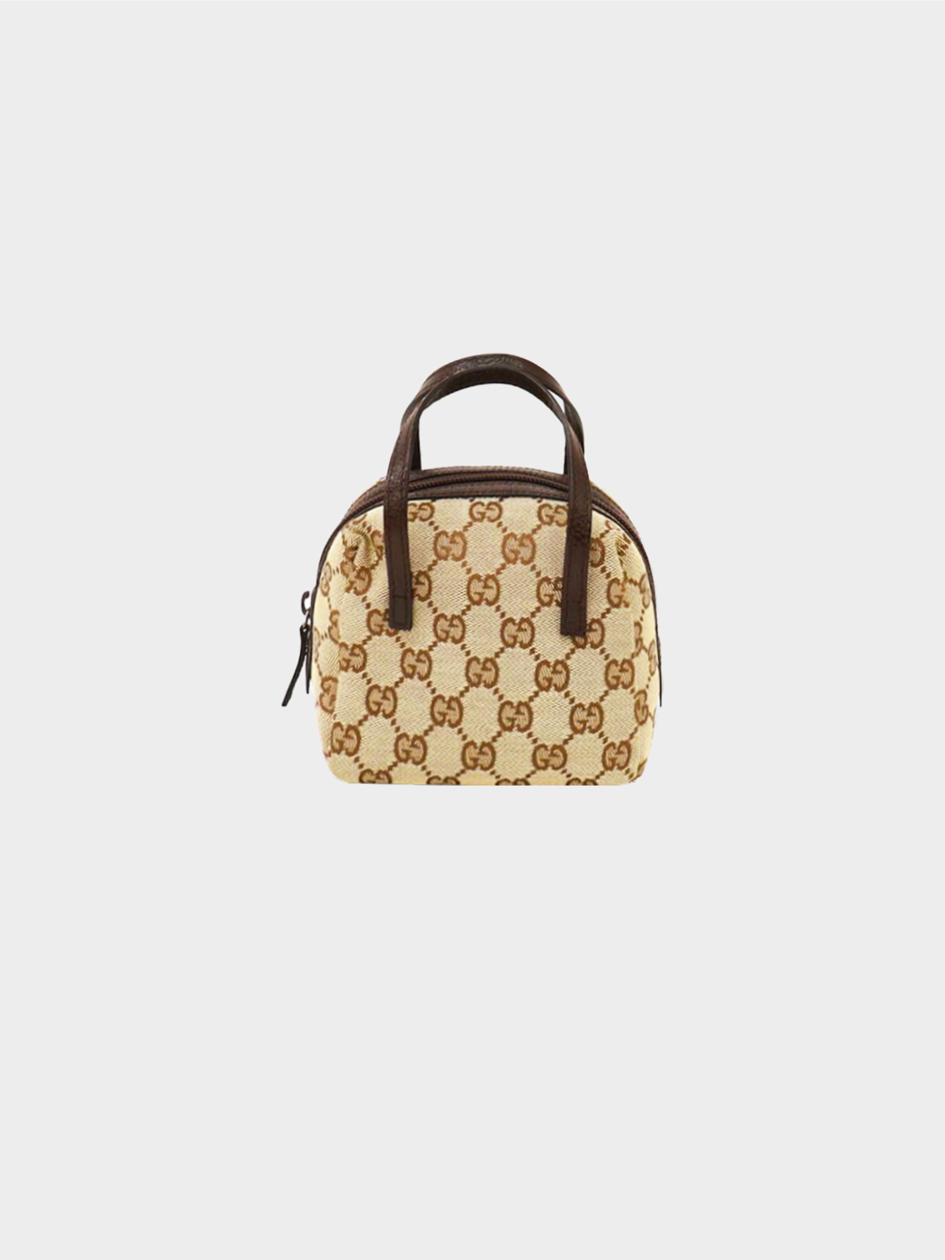 Gucci 1990s GG Canvas Leather Mini Zipped Hand Bag · INTO