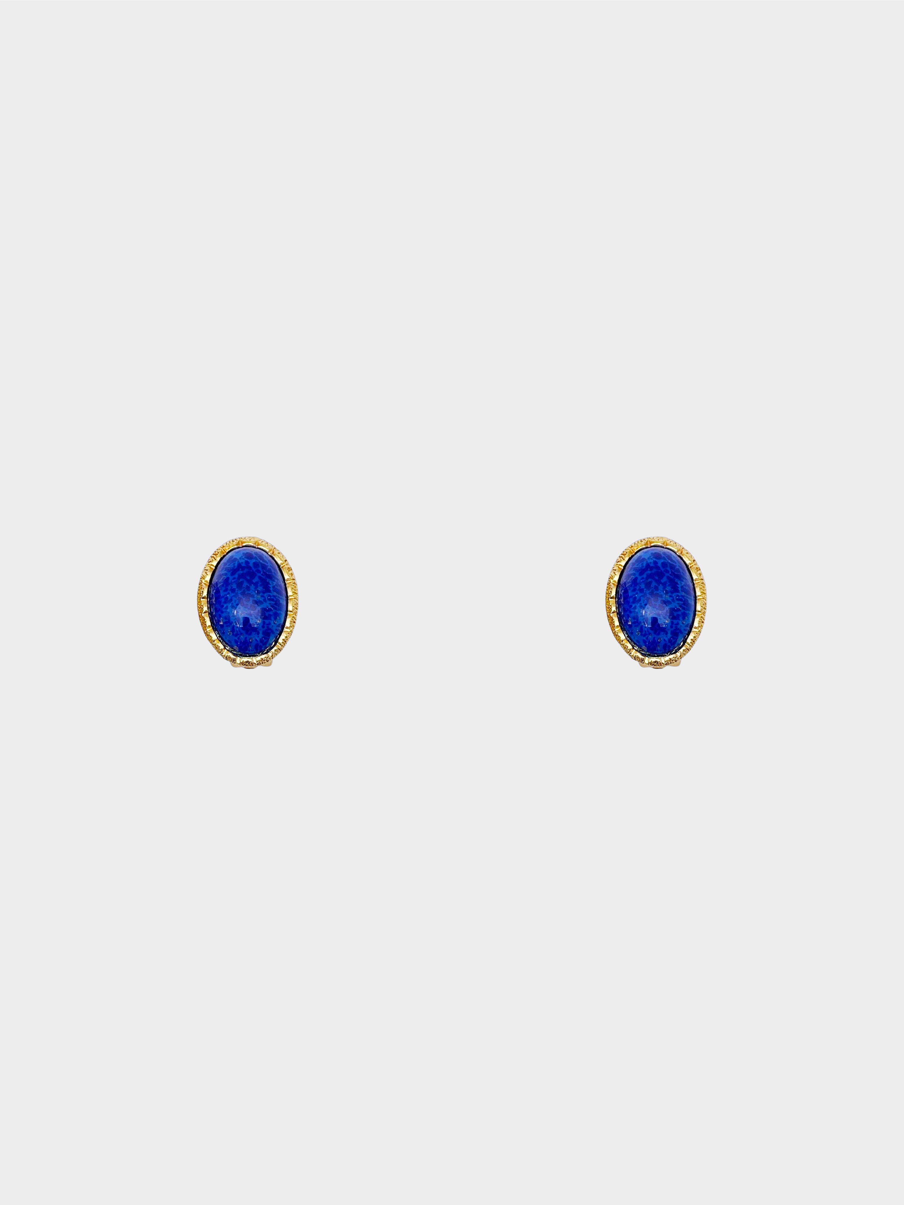 Christian Dior 1980s Lapis Lazuli Motif Blue Stone Earrings