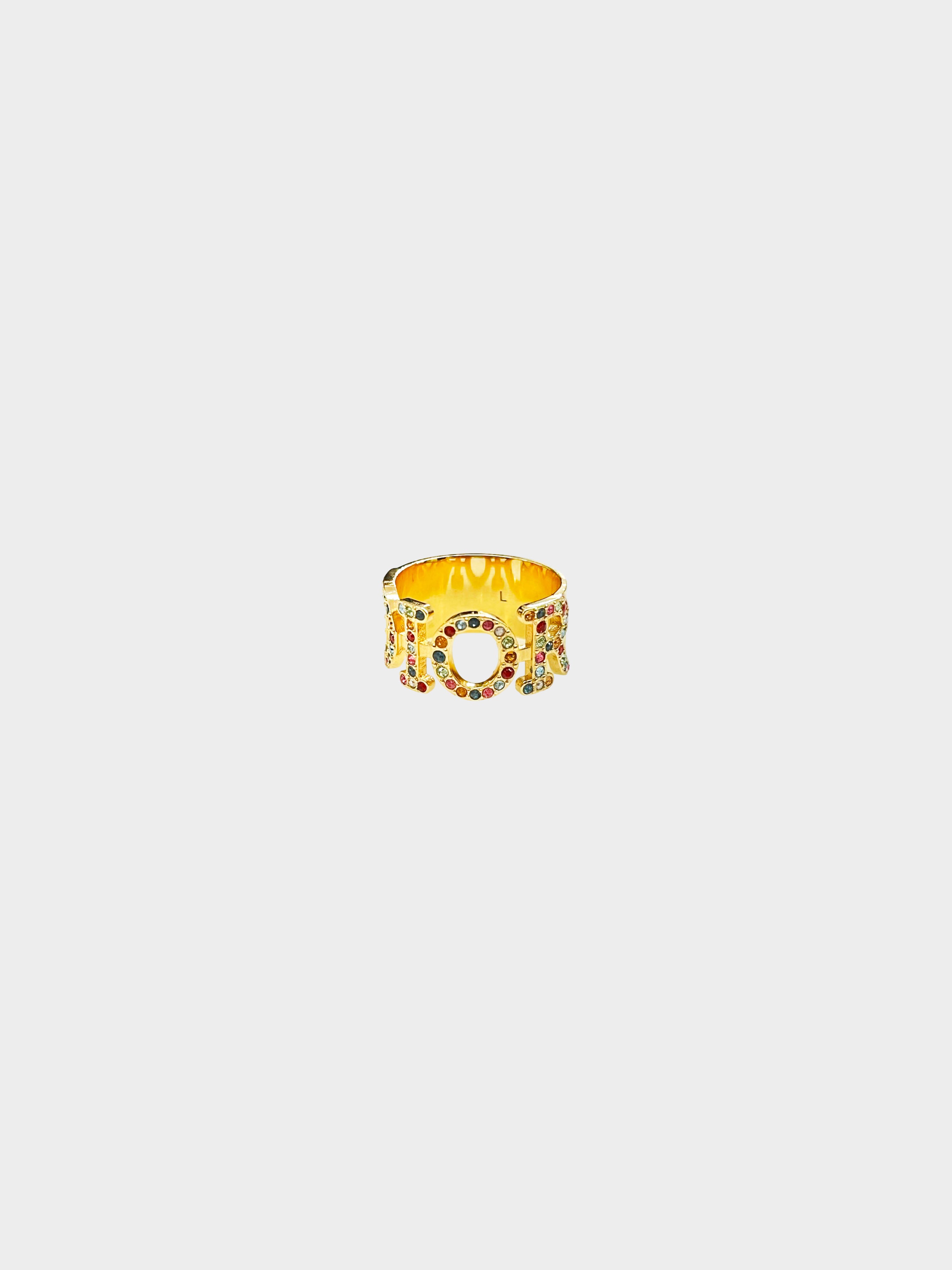 Christian Dior 2000s Multicolored Crystal Logo Ring