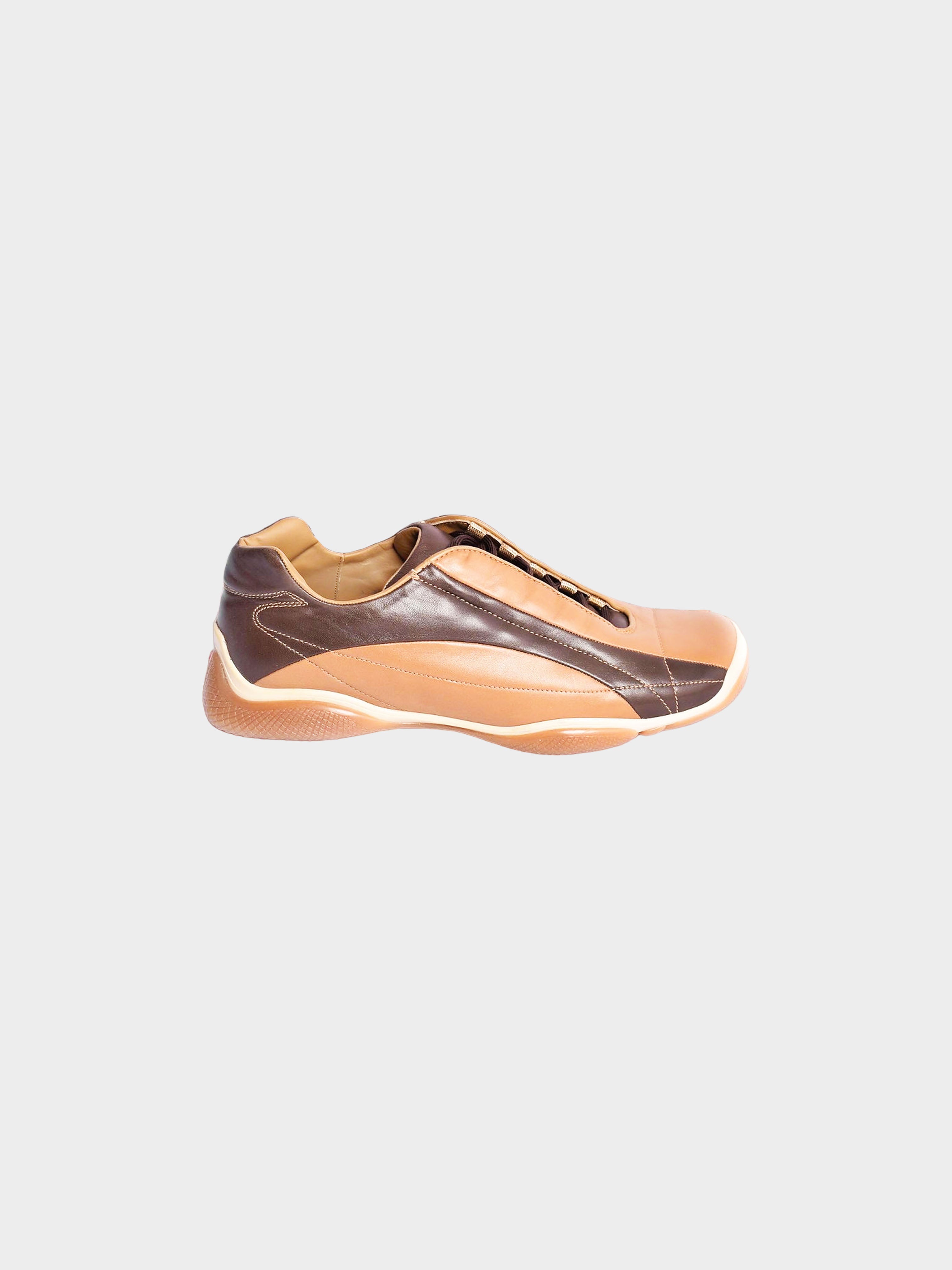 Prada Sport 2001 Brown and Nude Leather Sneakers