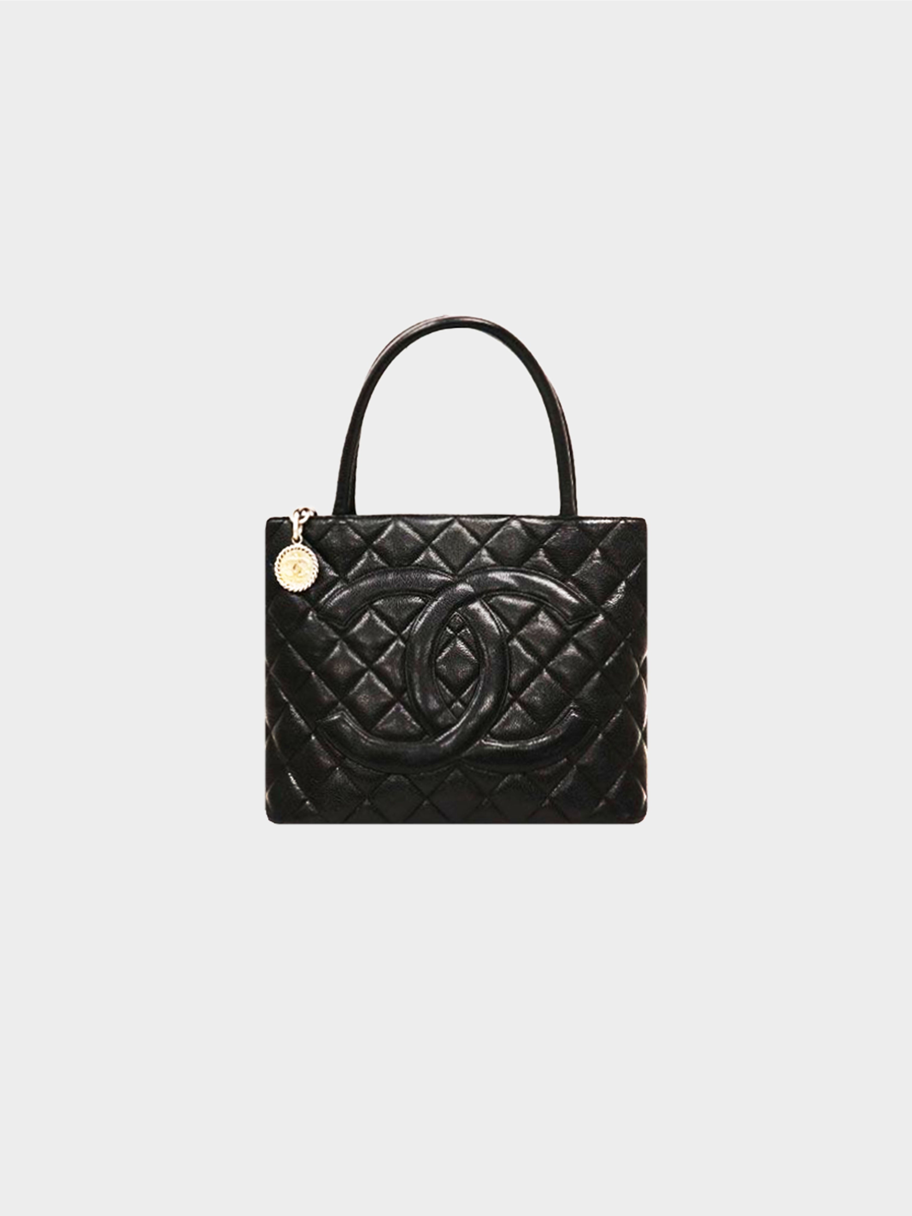Chanel 2000 Black Caviar Skin Quilted Tote Bag · INTO