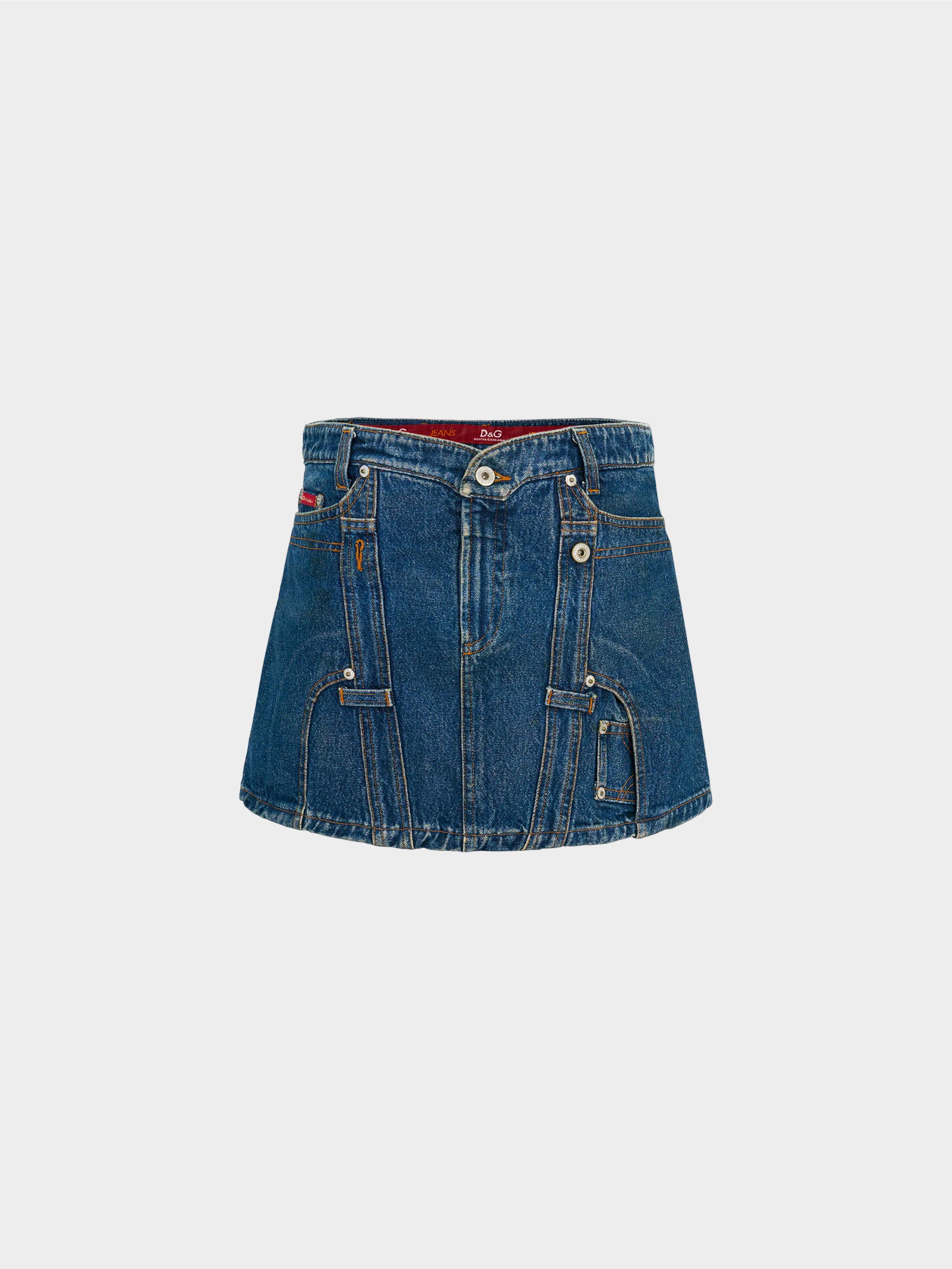 Dolce and Gabbana D&G Spring 2004 Deconstructed Denim Mini Skirt