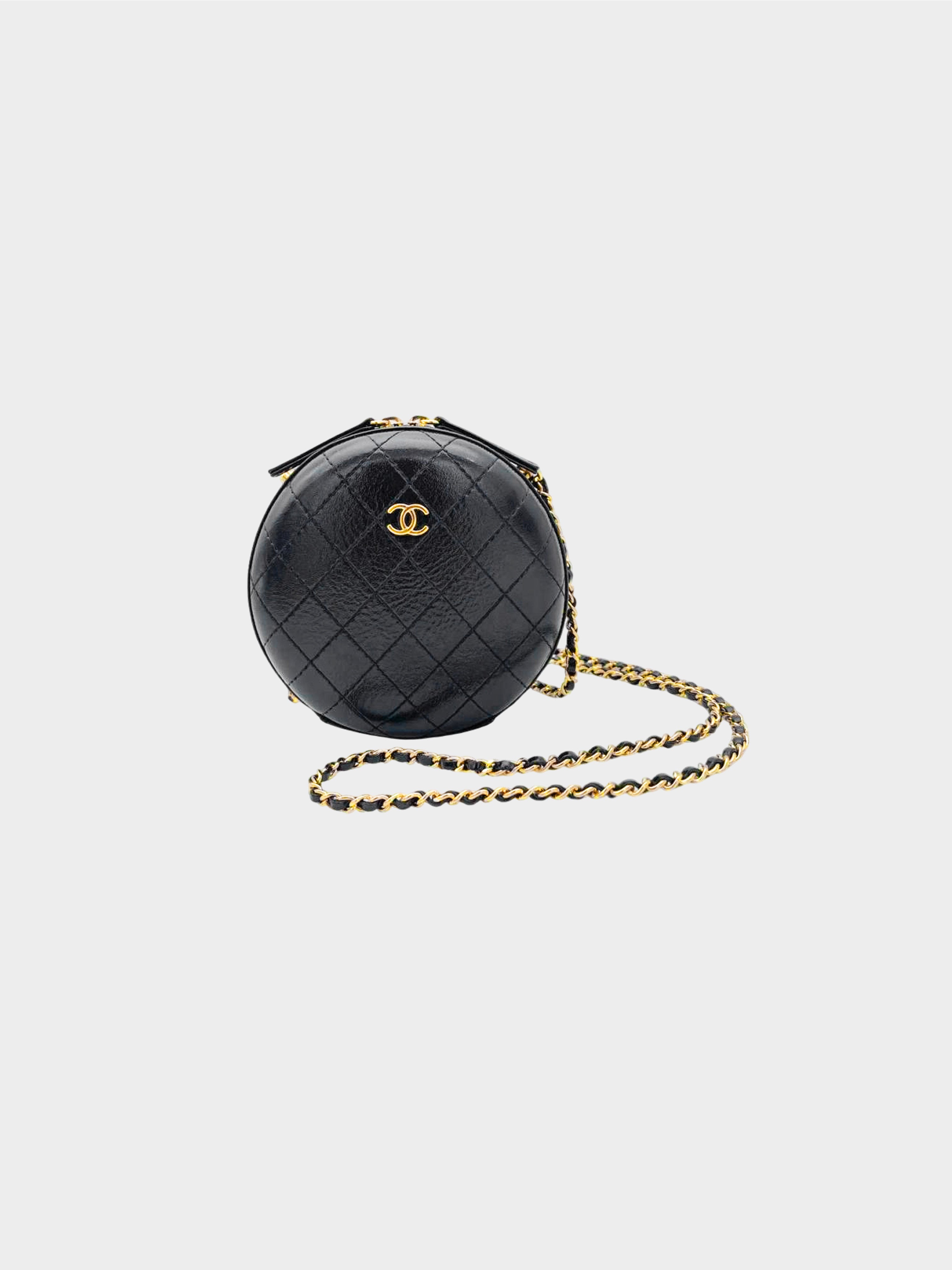 Chanel 2019 Black Quilted Round Leather Bag