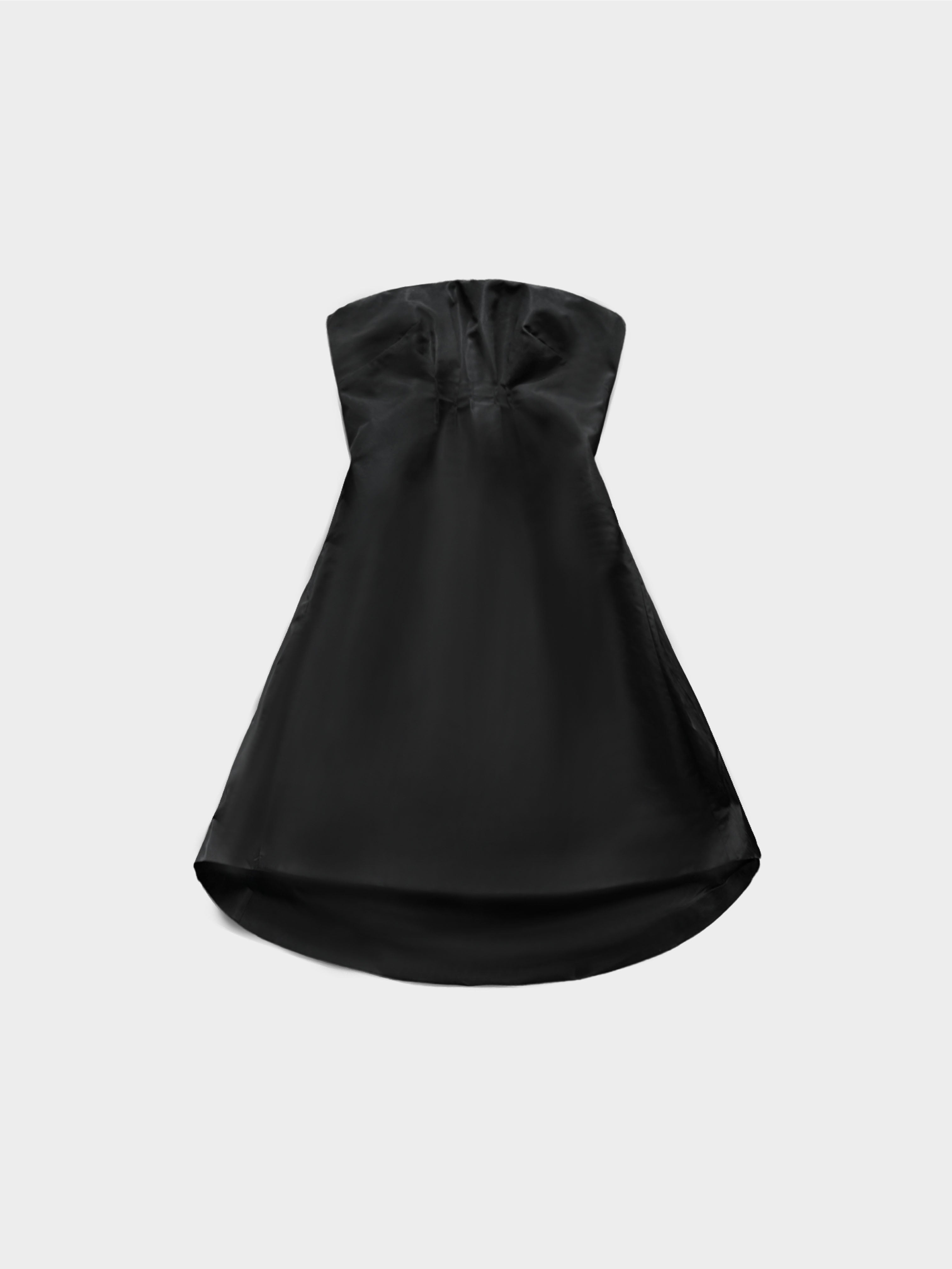 Prada 2000s Black Nylon Pleated Bustier Tube Dress