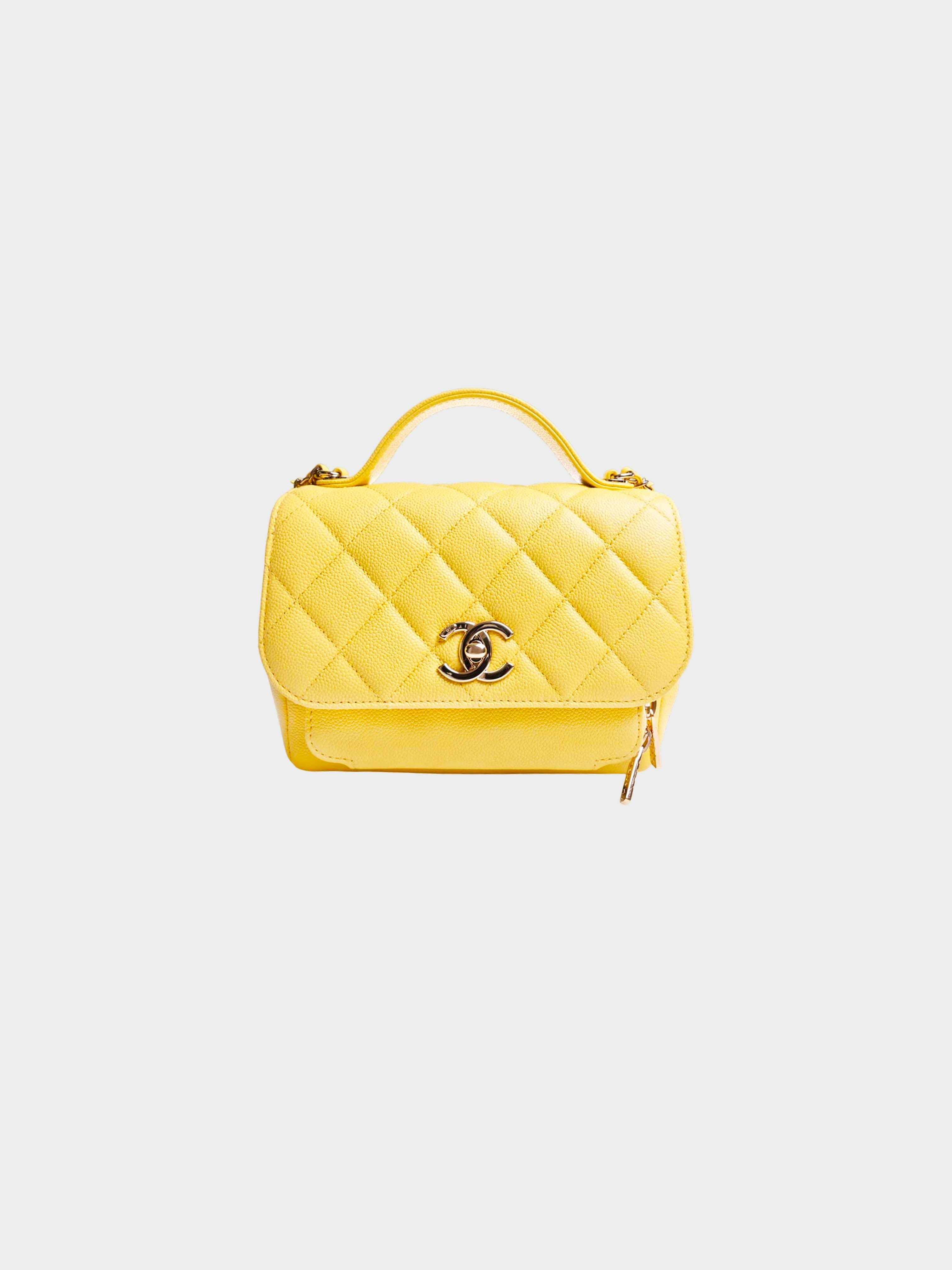 Chanel 2020-2021 Pastel Yellow Caviar Skin 2-Way Shoulder Bag