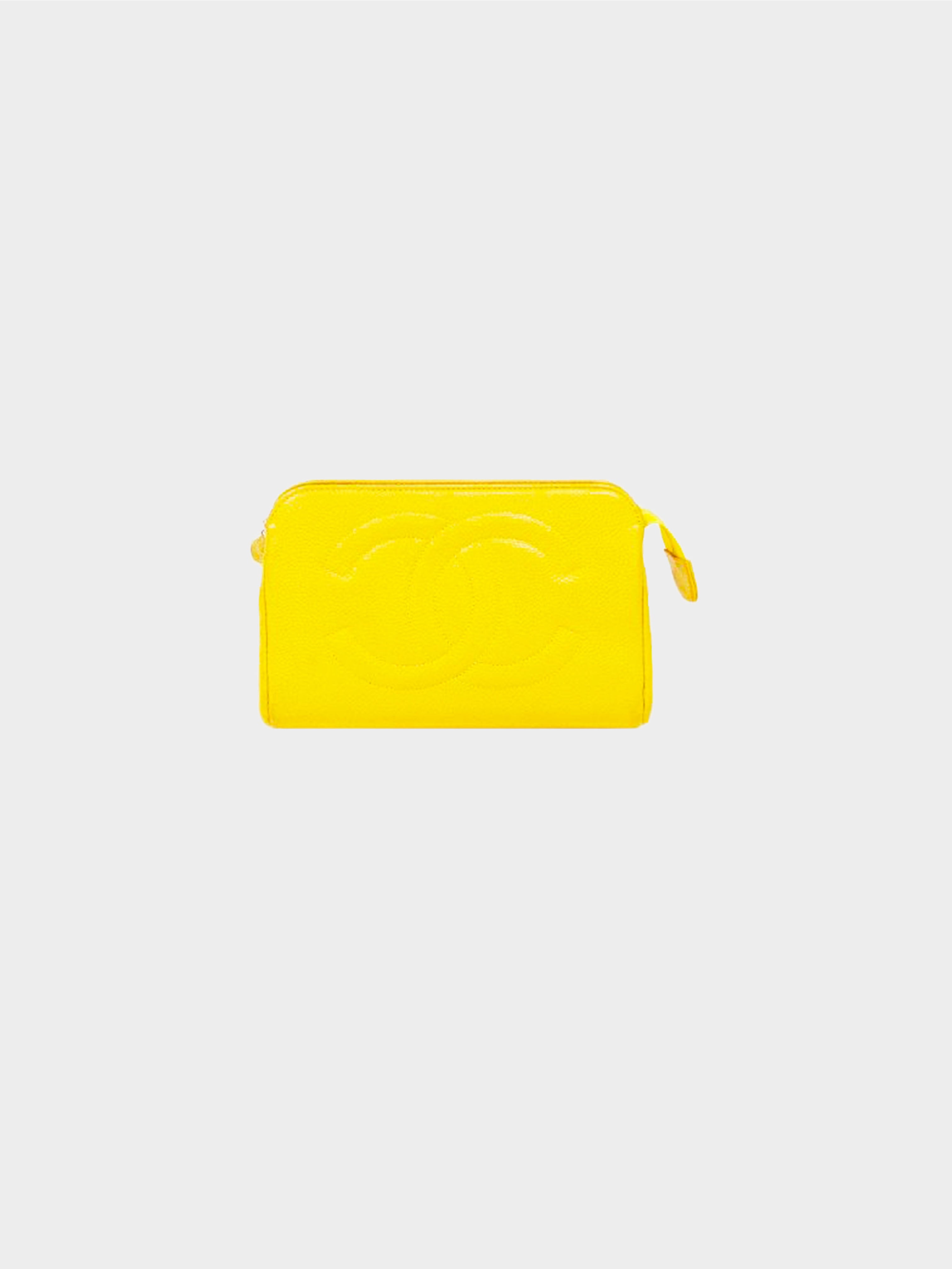 Chanel 1990s Yellow Caviar Leather Pouch · INTO