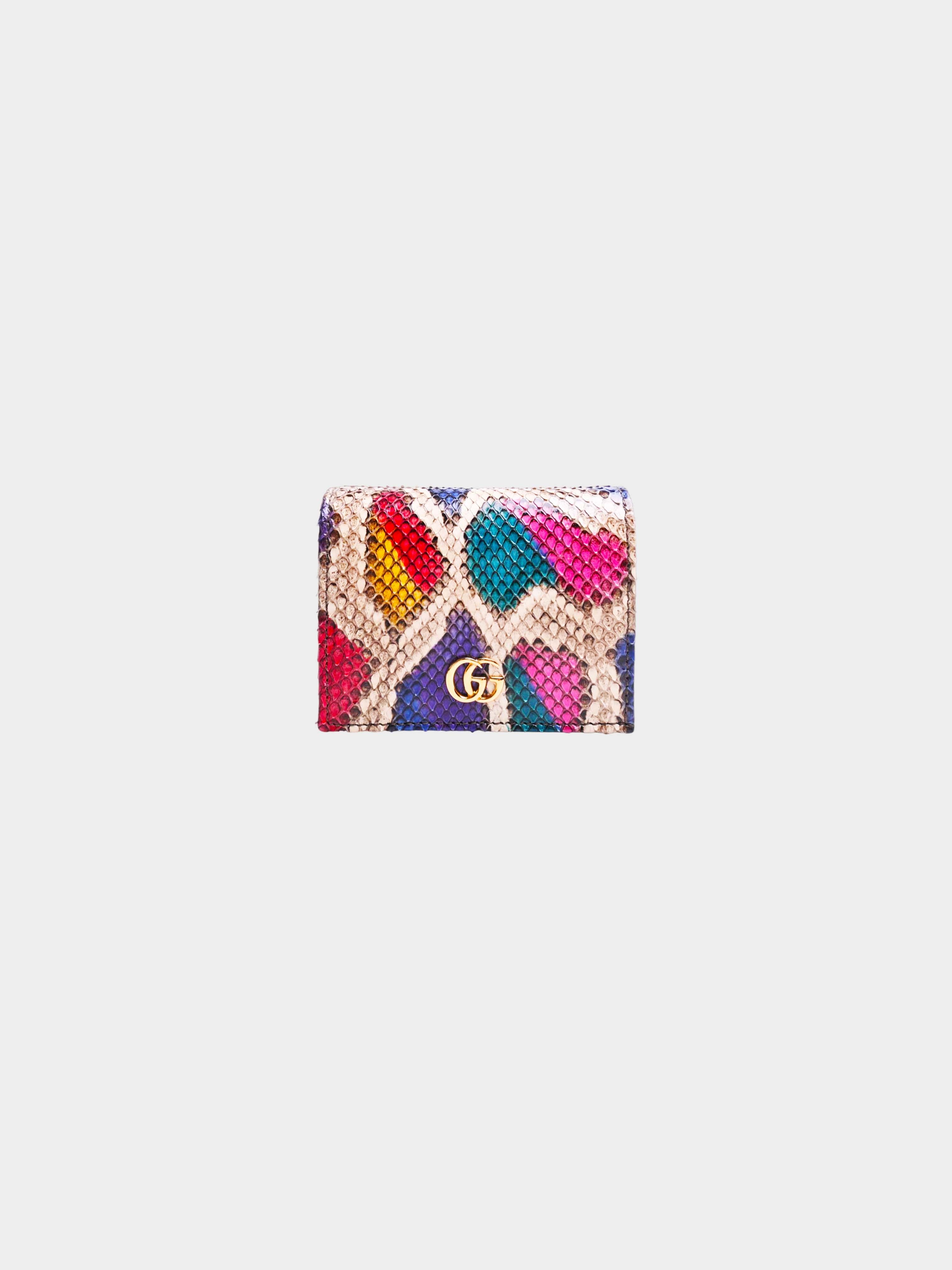 Gucci 2020s Multicolor Python GG Marmont Bi-fold Compact Wallet