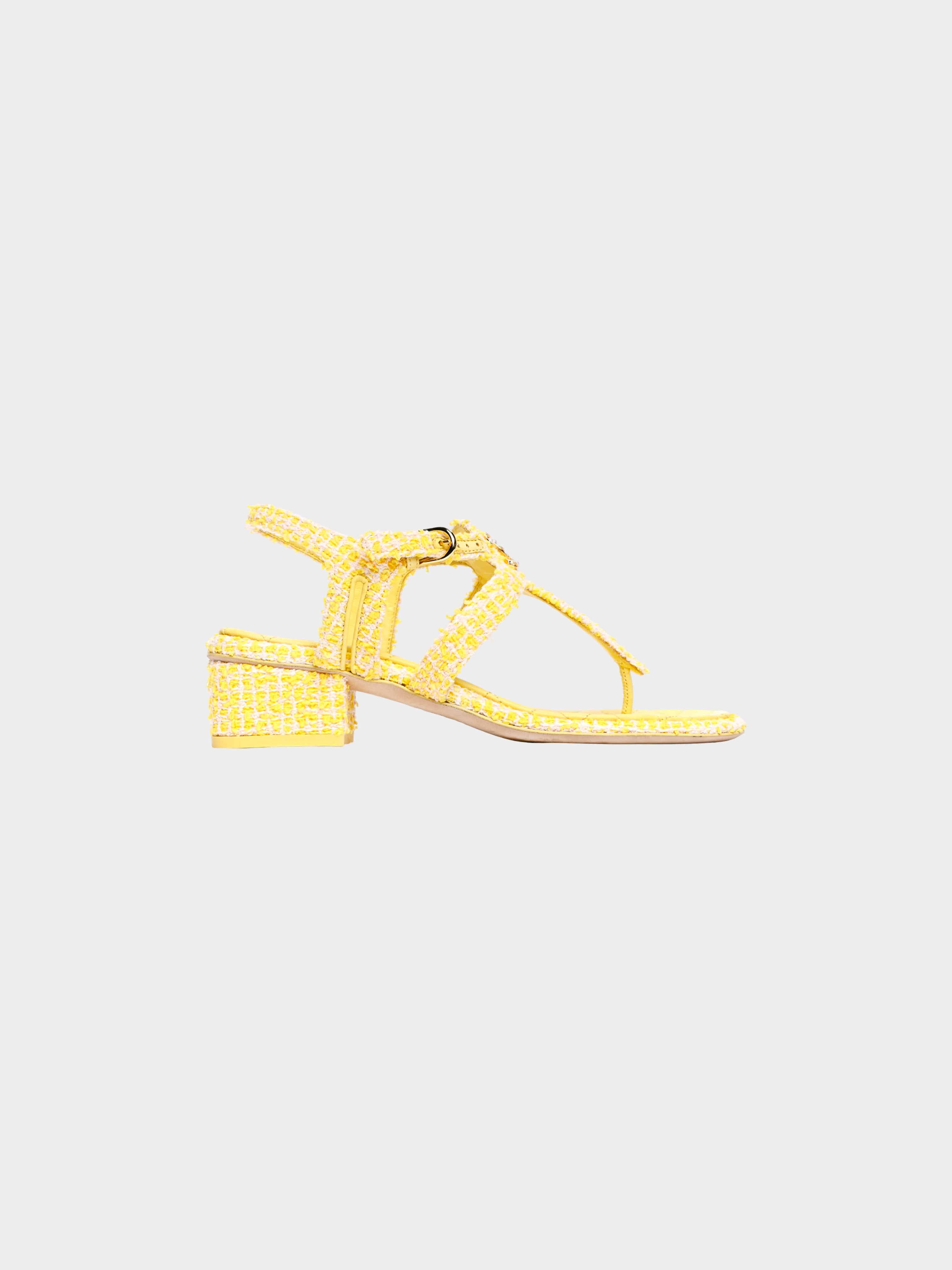 Chanel SS 2021 Yellow Tweed Sandals