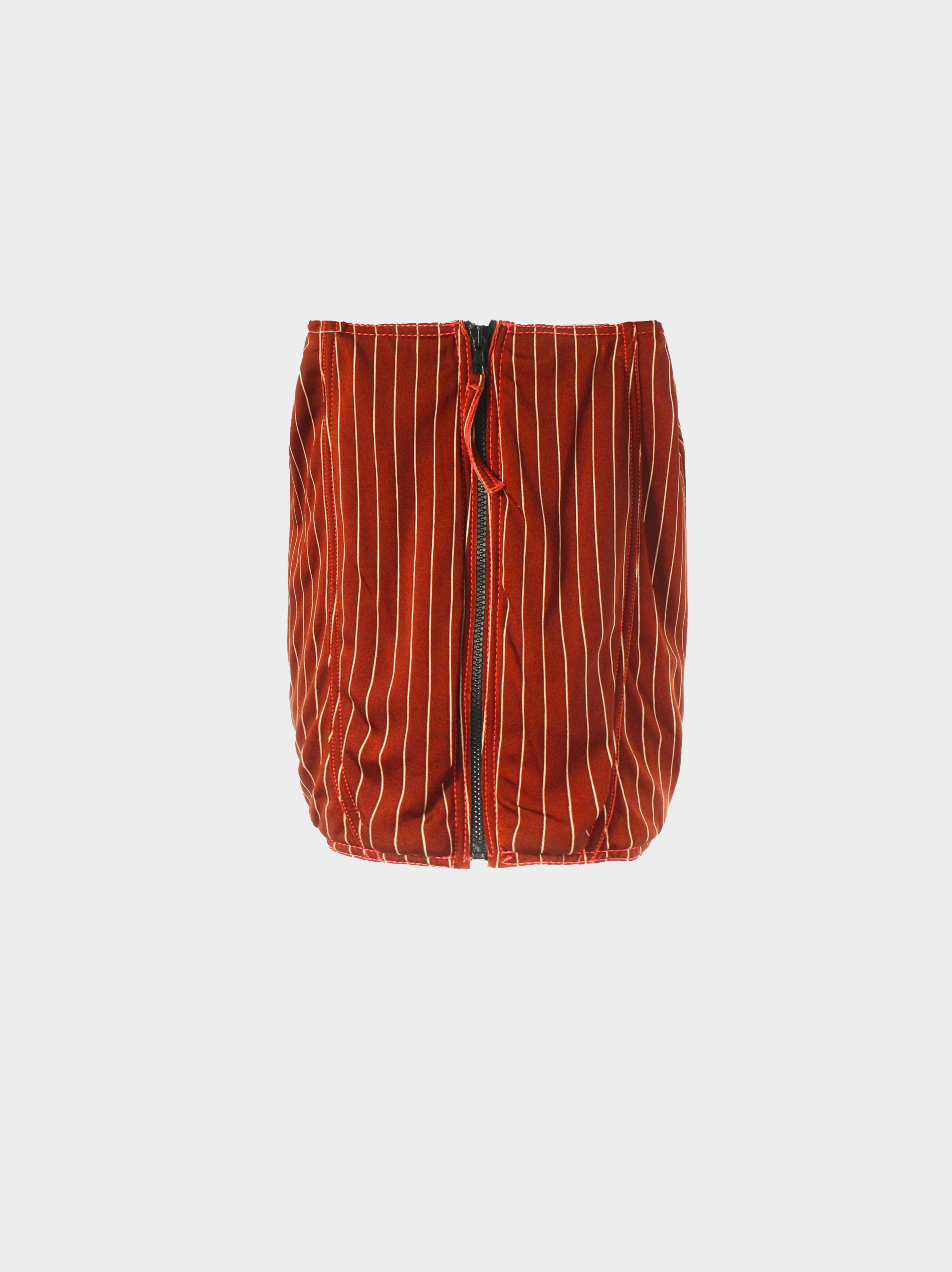 Jean Paul Gaultier 1990s FEMME Red Pinstripe Skirt