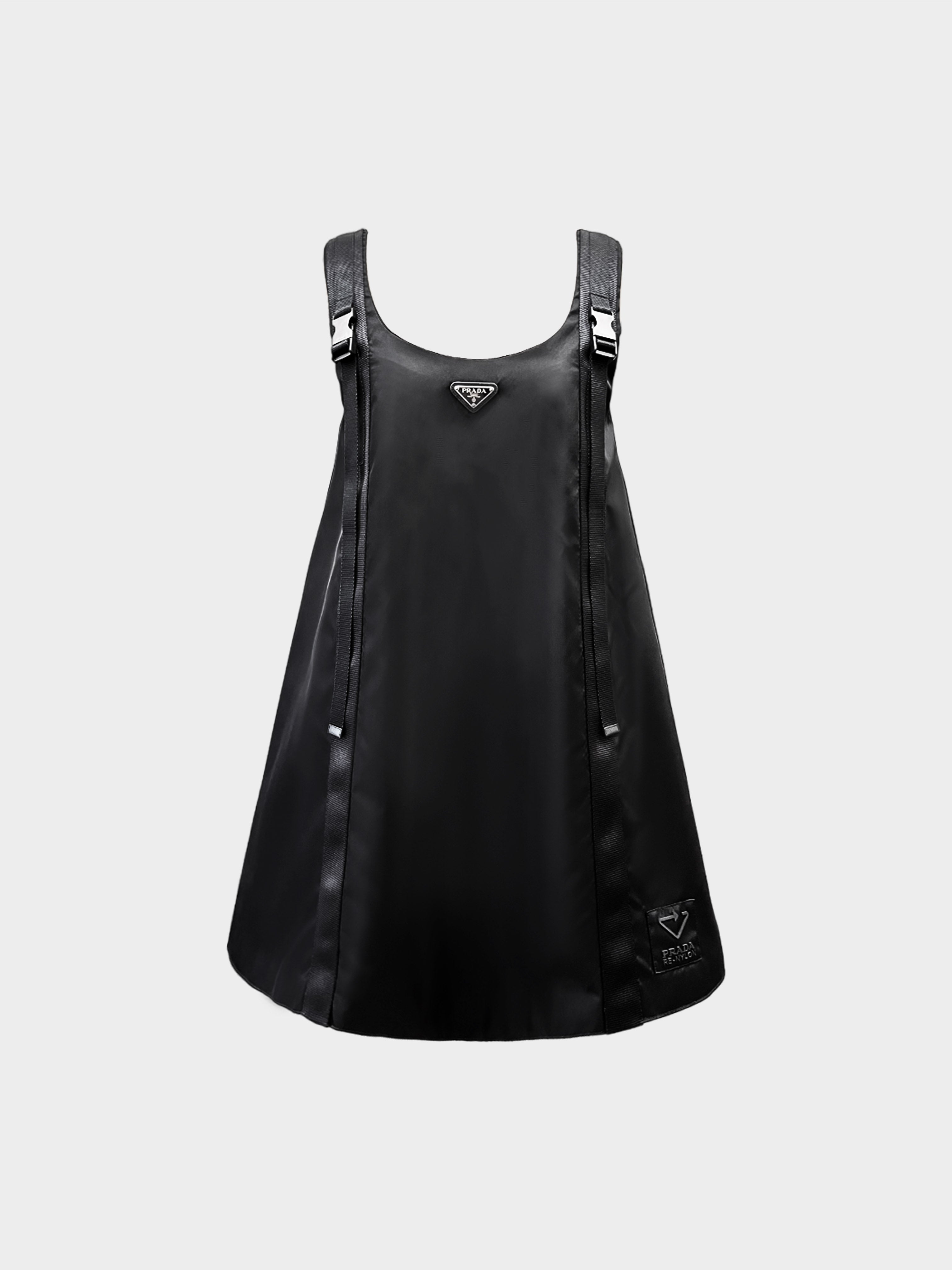 Prada 2020 Black Re-nylon Buckled Dress