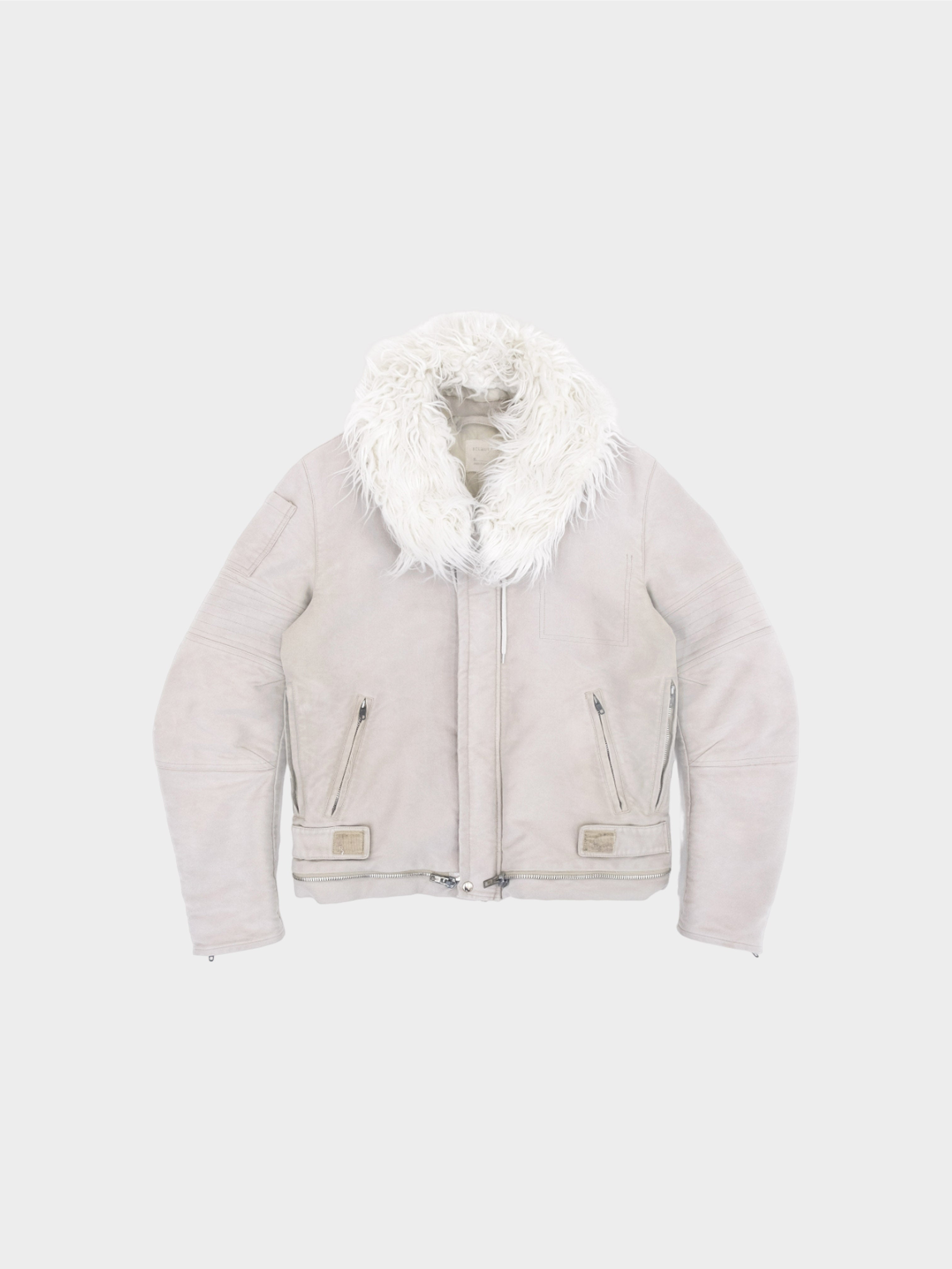 Helmut Lang AW 1999 Astro Biker Jacket with Faux Fur Collar · INTO
