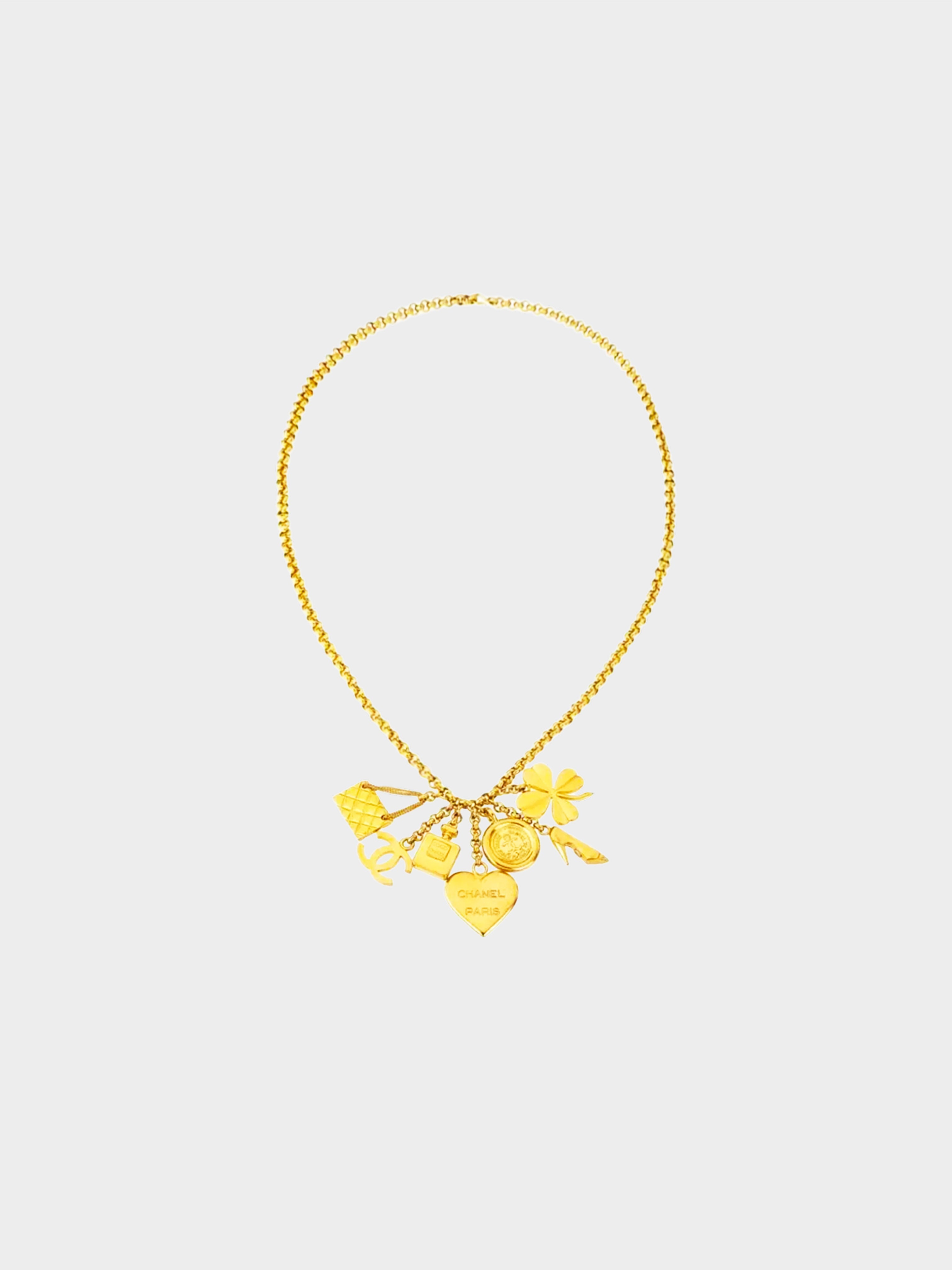 Chanel 1996 Vintage Gold Lucky Charm Pendant Necklace