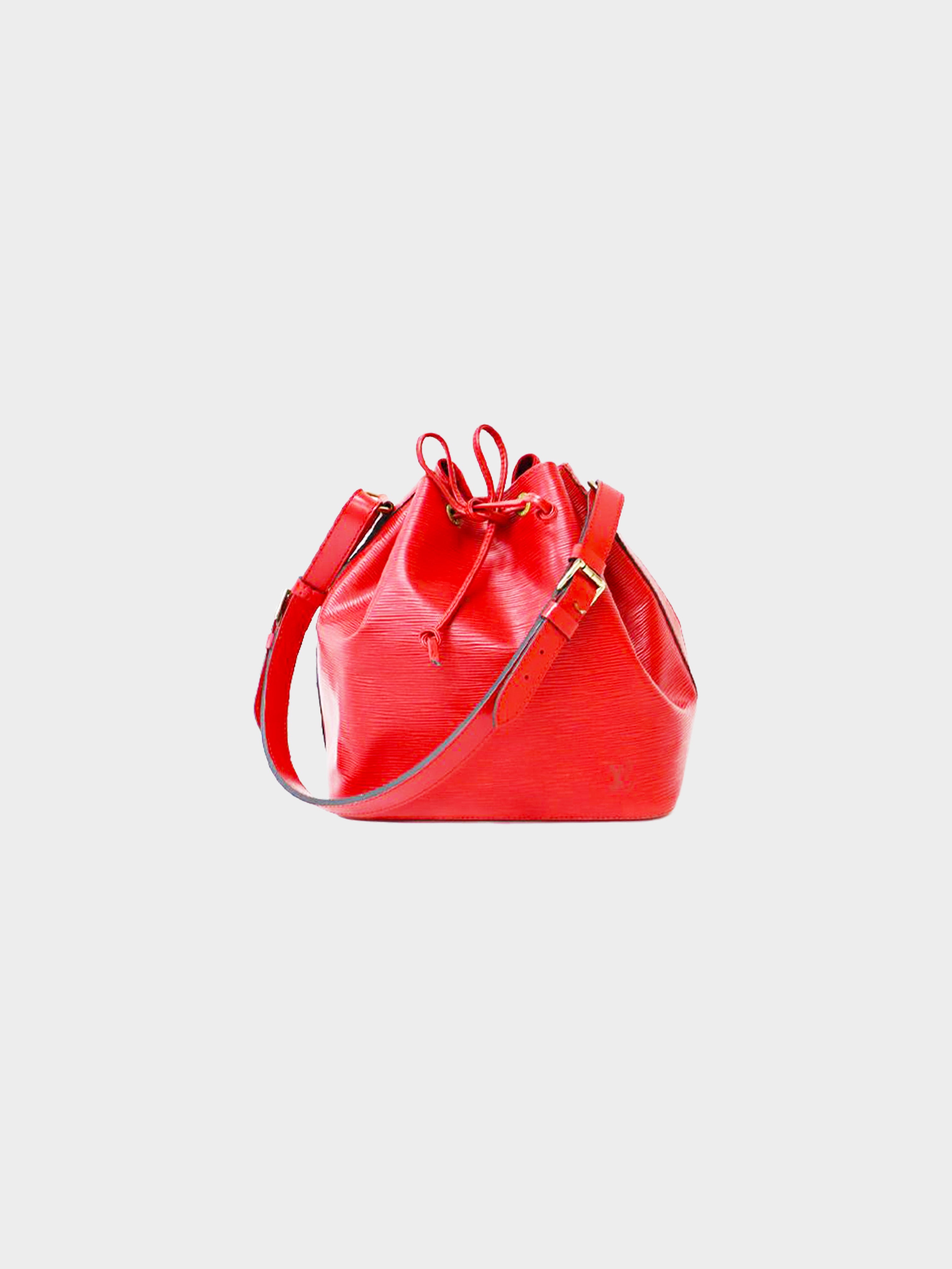 Auth Louis Vuitton Epi Petit Noe Shoulder Bag Red/Black Epi
