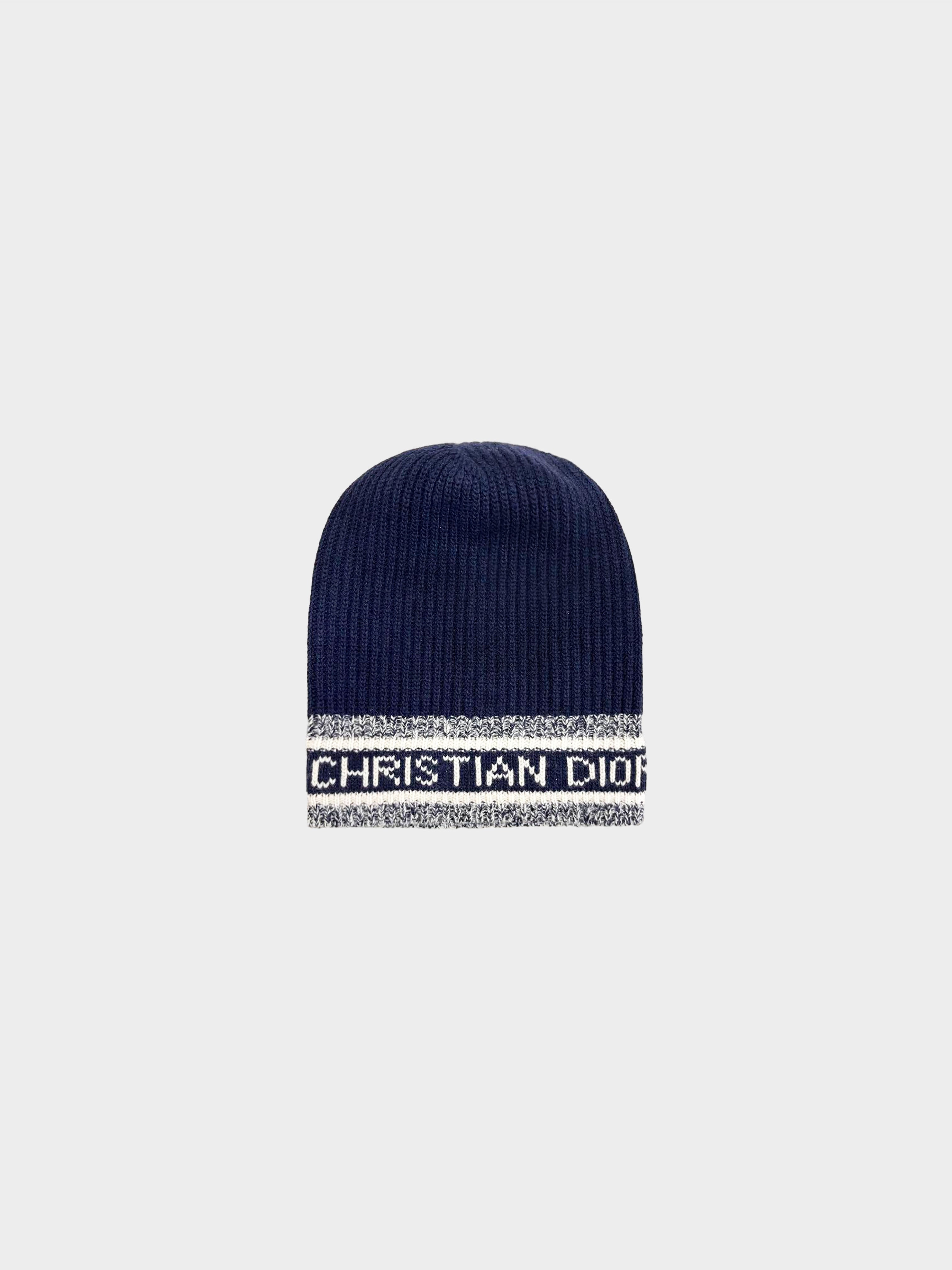 Christian Dior 2022 Navy D-White Beanie Hat