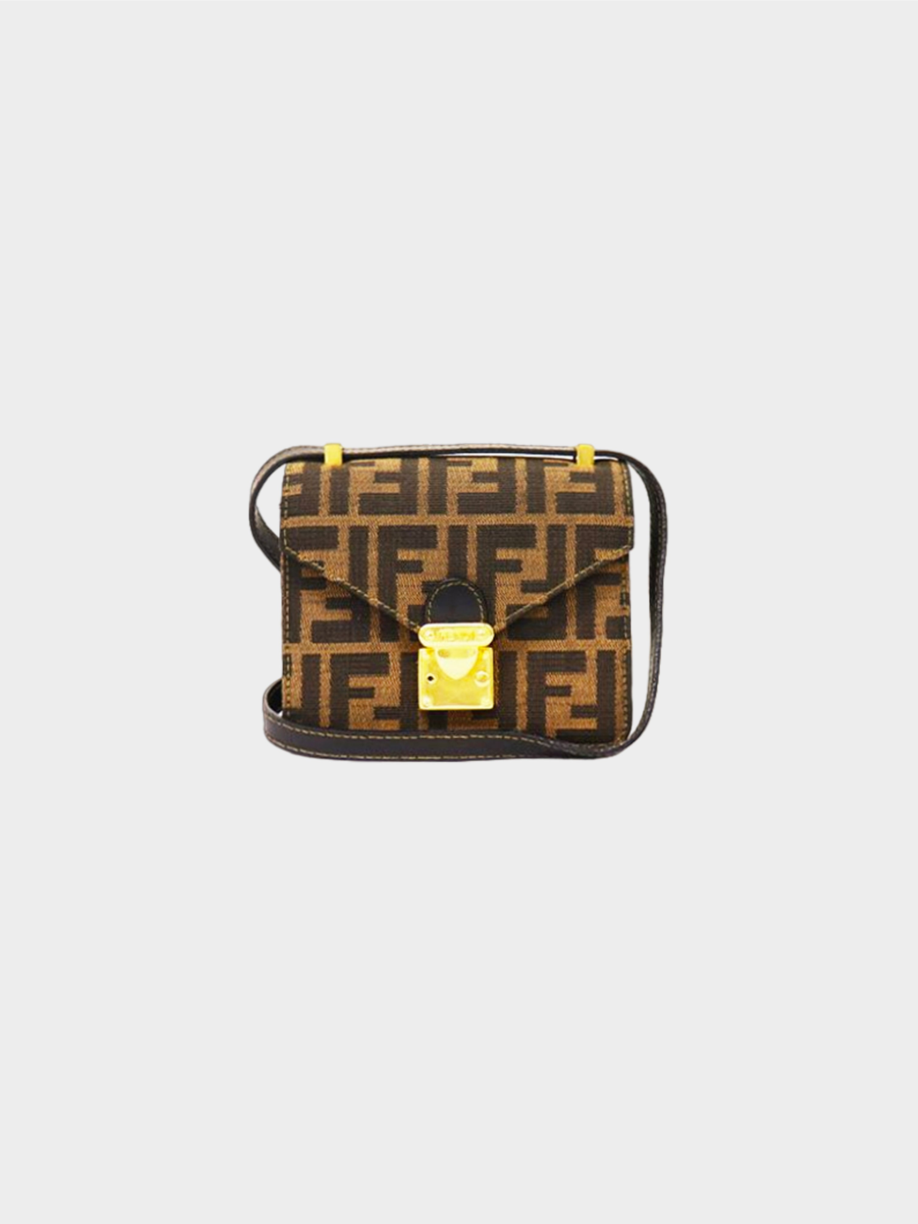 Fendi 2010s Mini  Zucca Press Lock Shoulder Bag