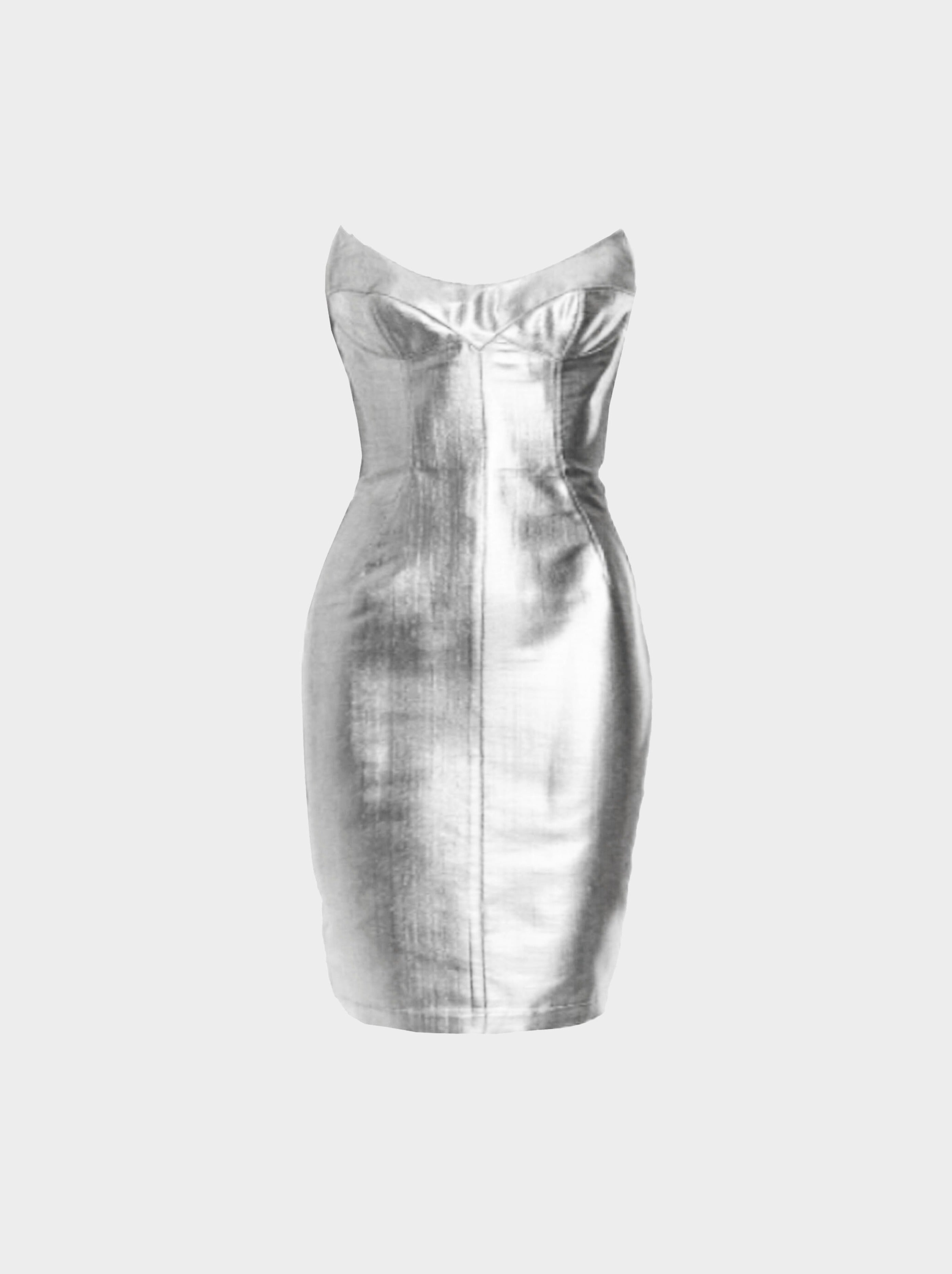 Thierry Mugler Spring 1989 Silver Bodycon Dress