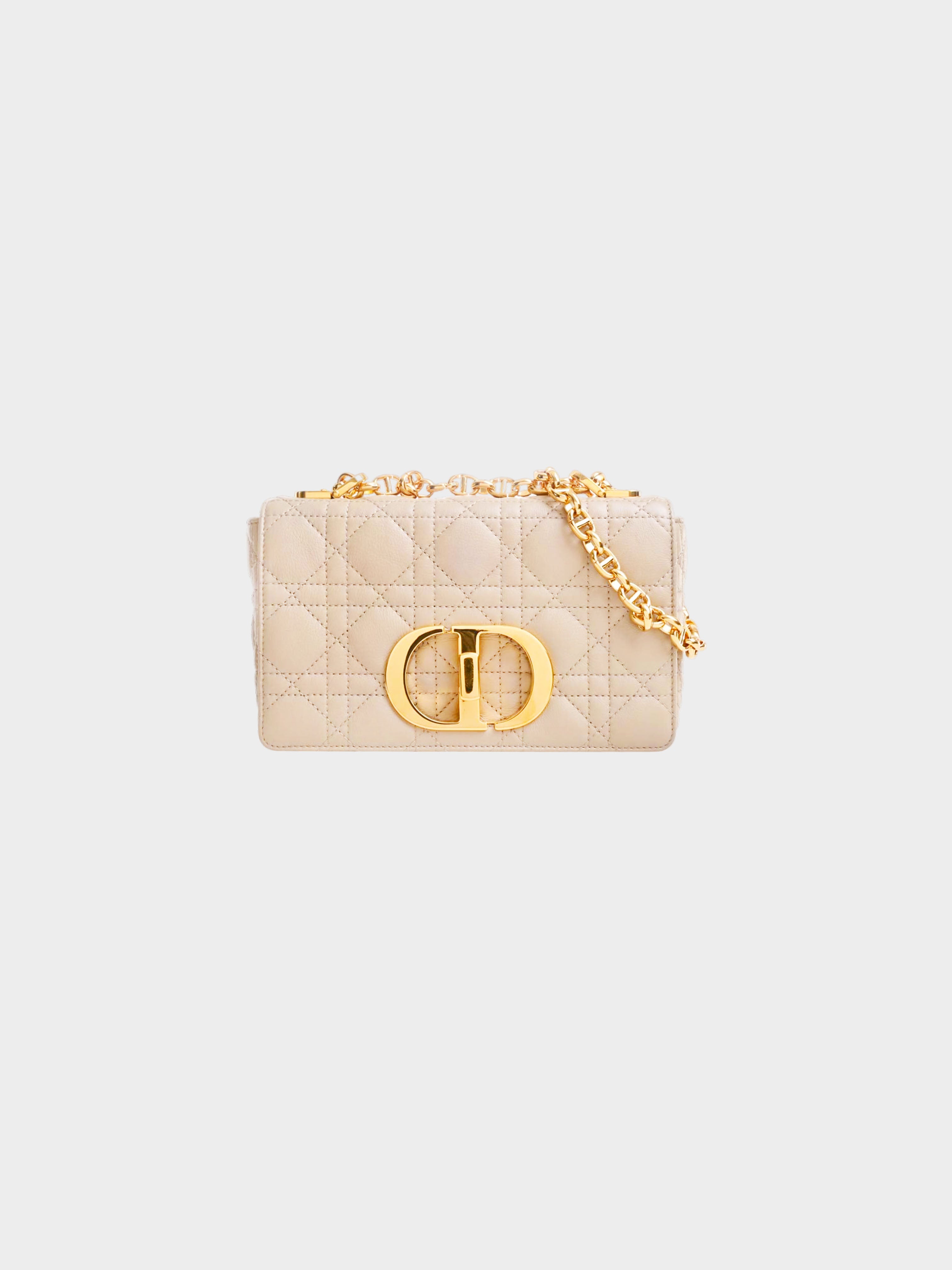 Christian Dior 2022 Beige Cannage Quilt Caro Shoulder Bag