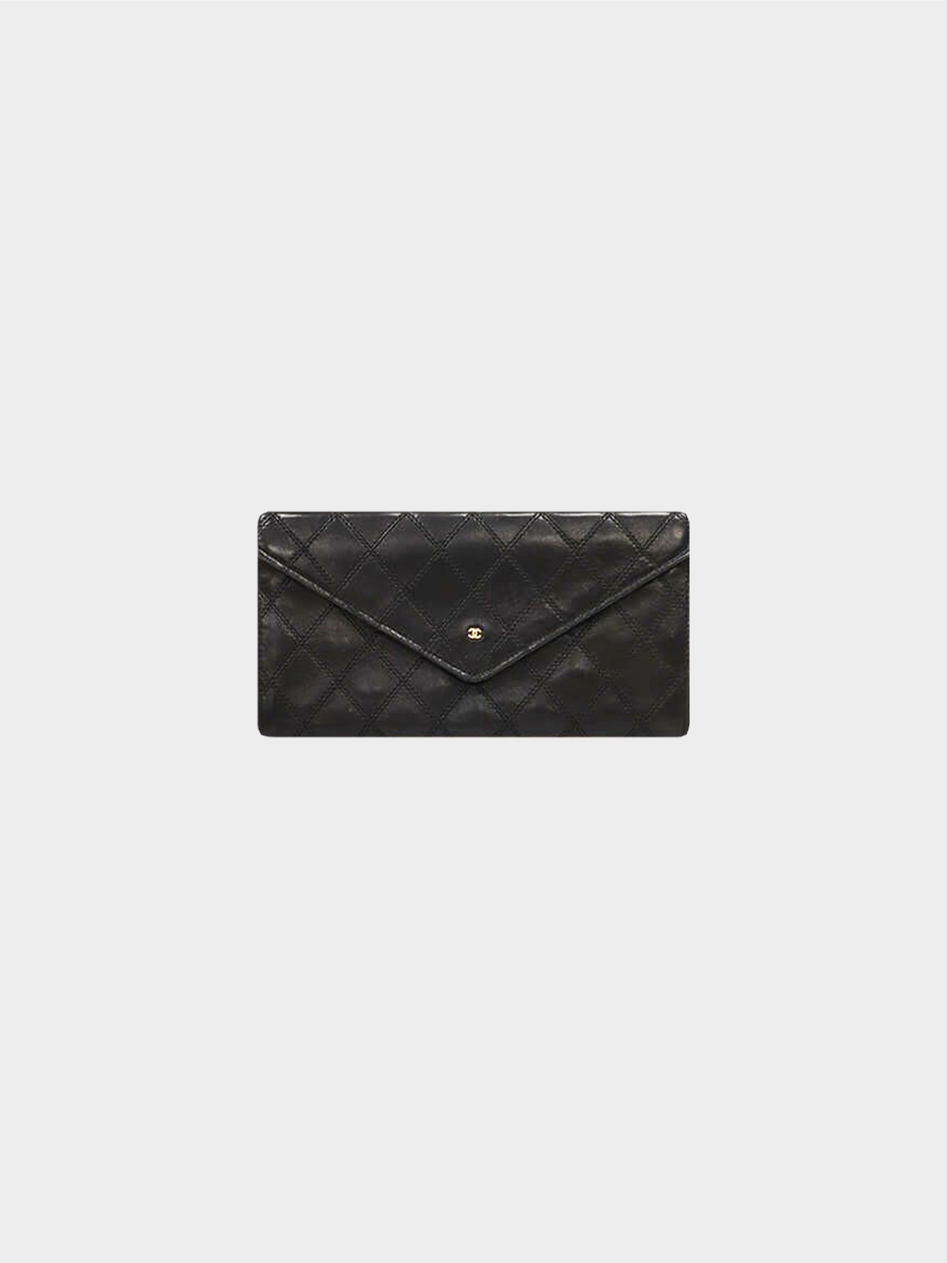 Vintage XL CHANEL Black CC Logo Caviar Leather Shoulder Bag