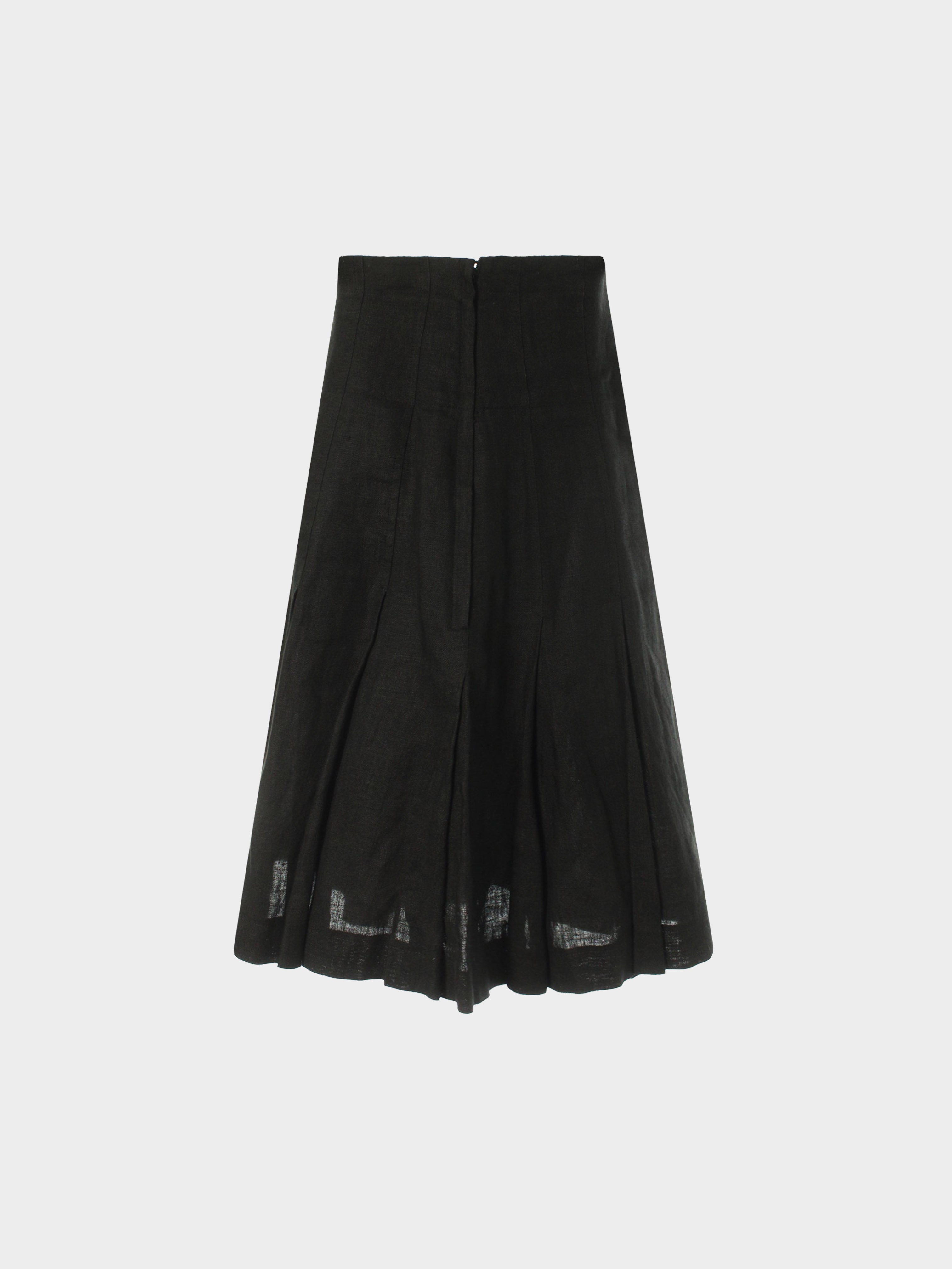 Comme des Garçons 1990s Black Linen Pleated Skirt