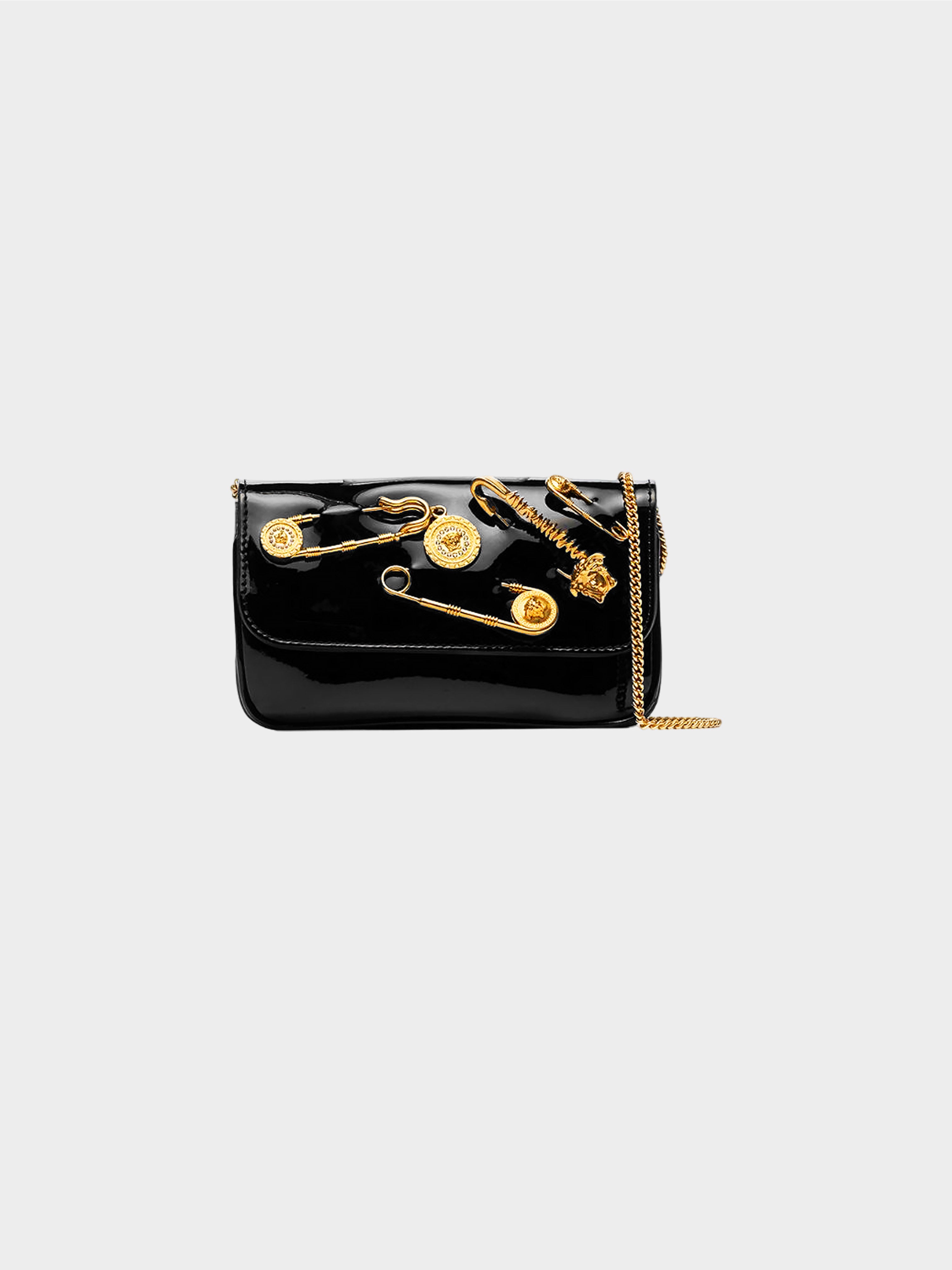 Versace 2019 Black Safety Pin Clutch