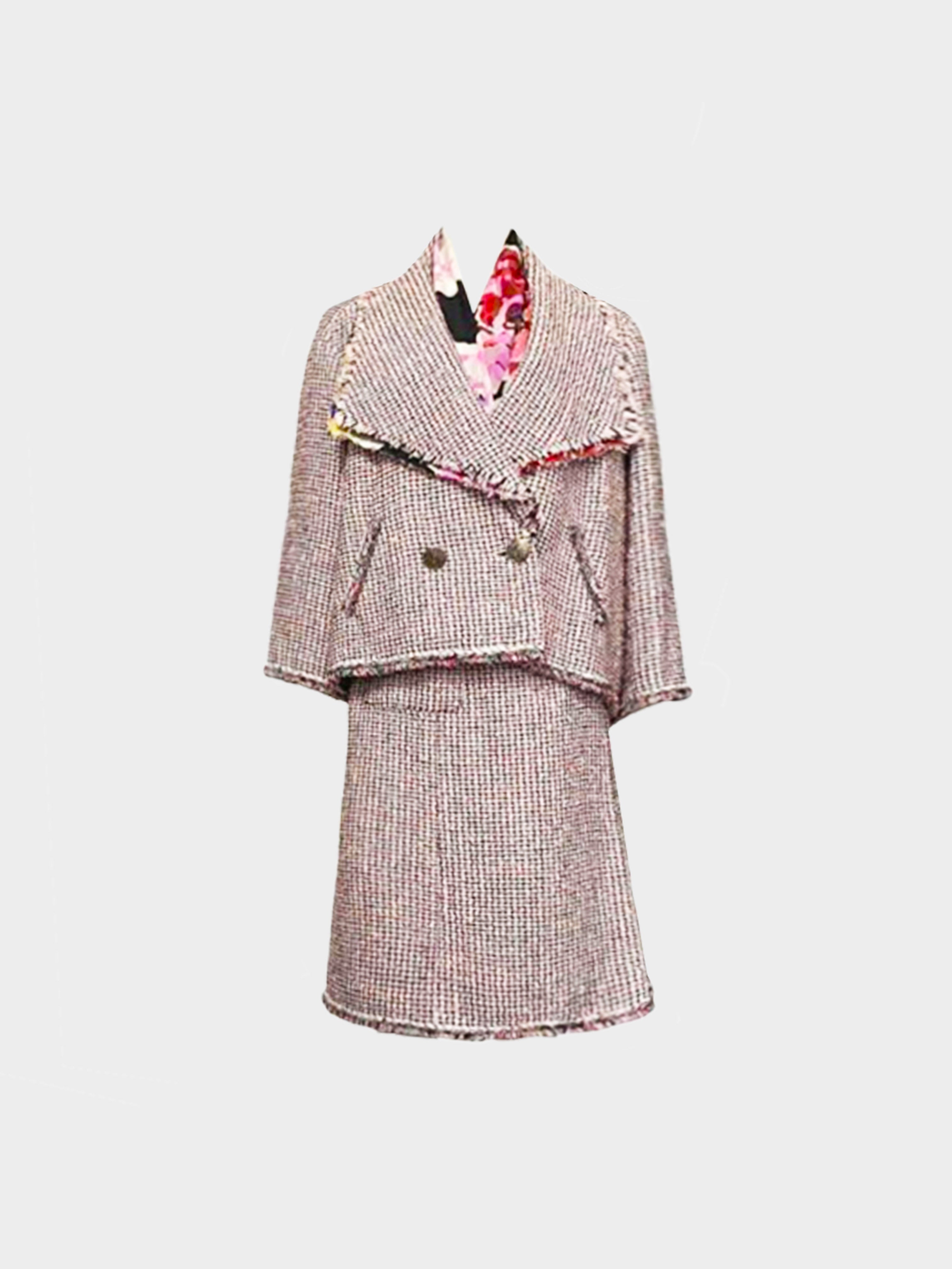 French Vintage Tweed Two Piece Set For Women Square collar Jacket Coat +  Skirt Suits Fall Winter Korean Fashion 2 Piece Outfits