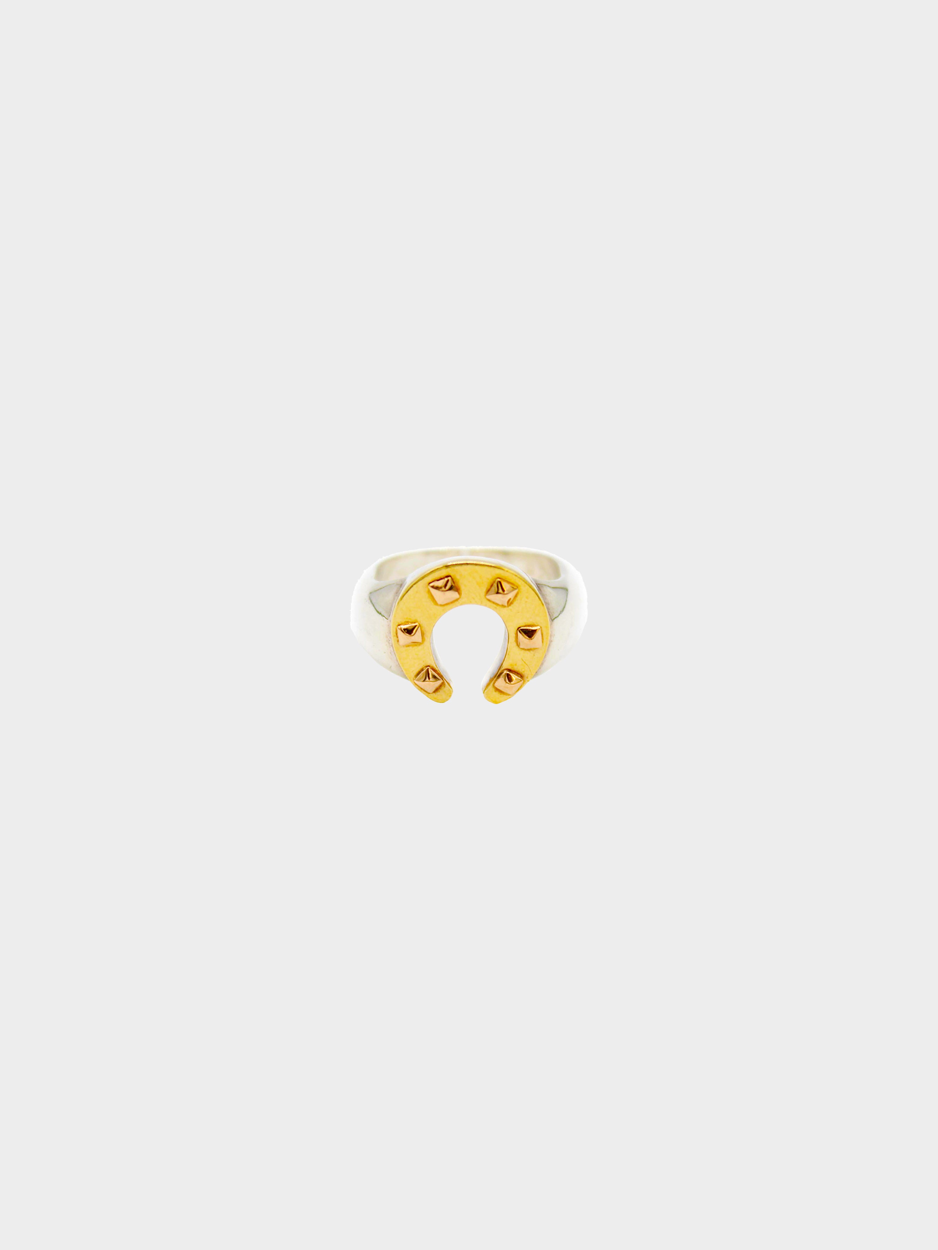 LOUIS VUITTON Brass Essential V Ring M Gold Silver 550343