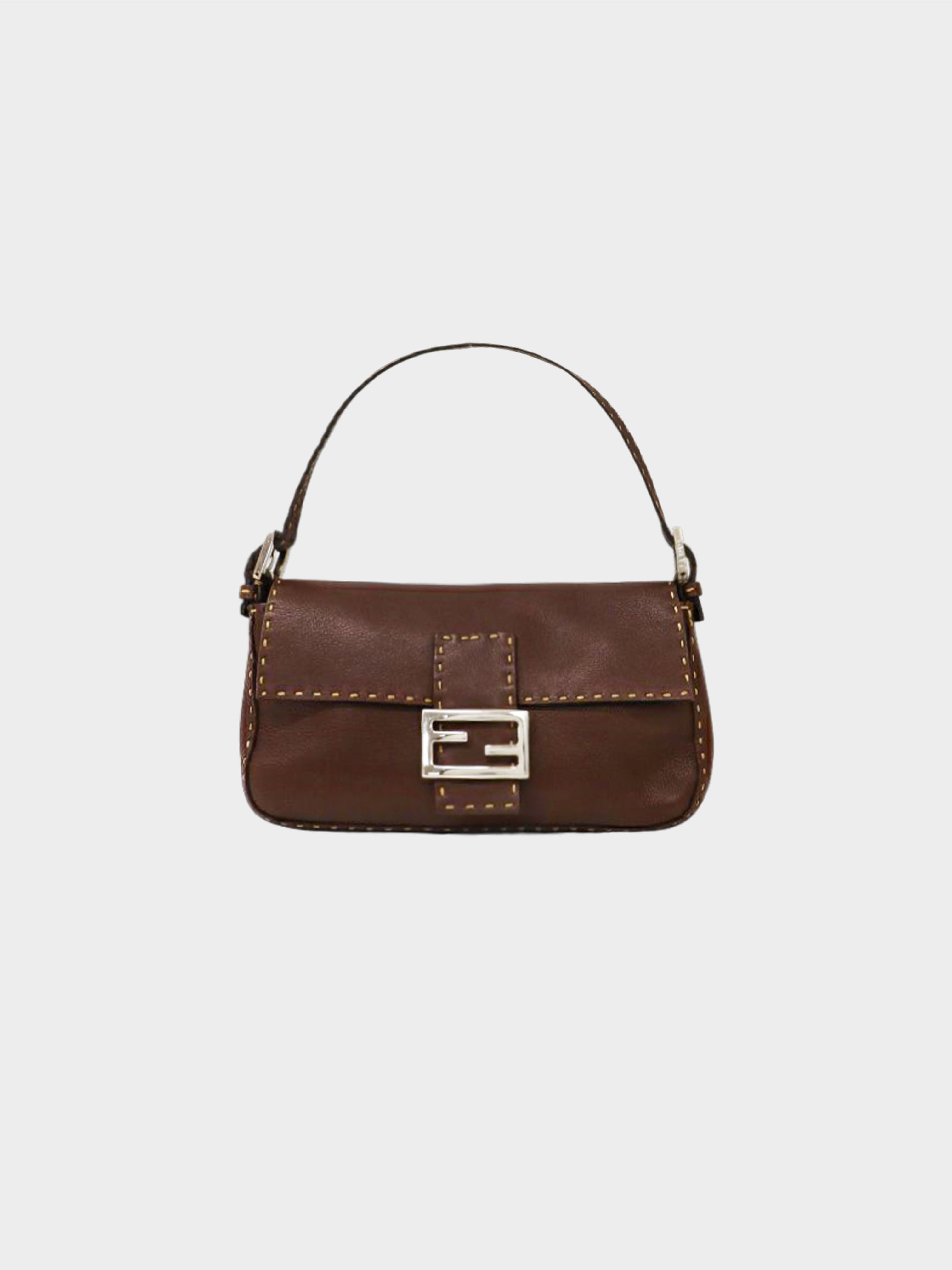 Fendi 2000s Rare Brown Selleria Mamma Baguette