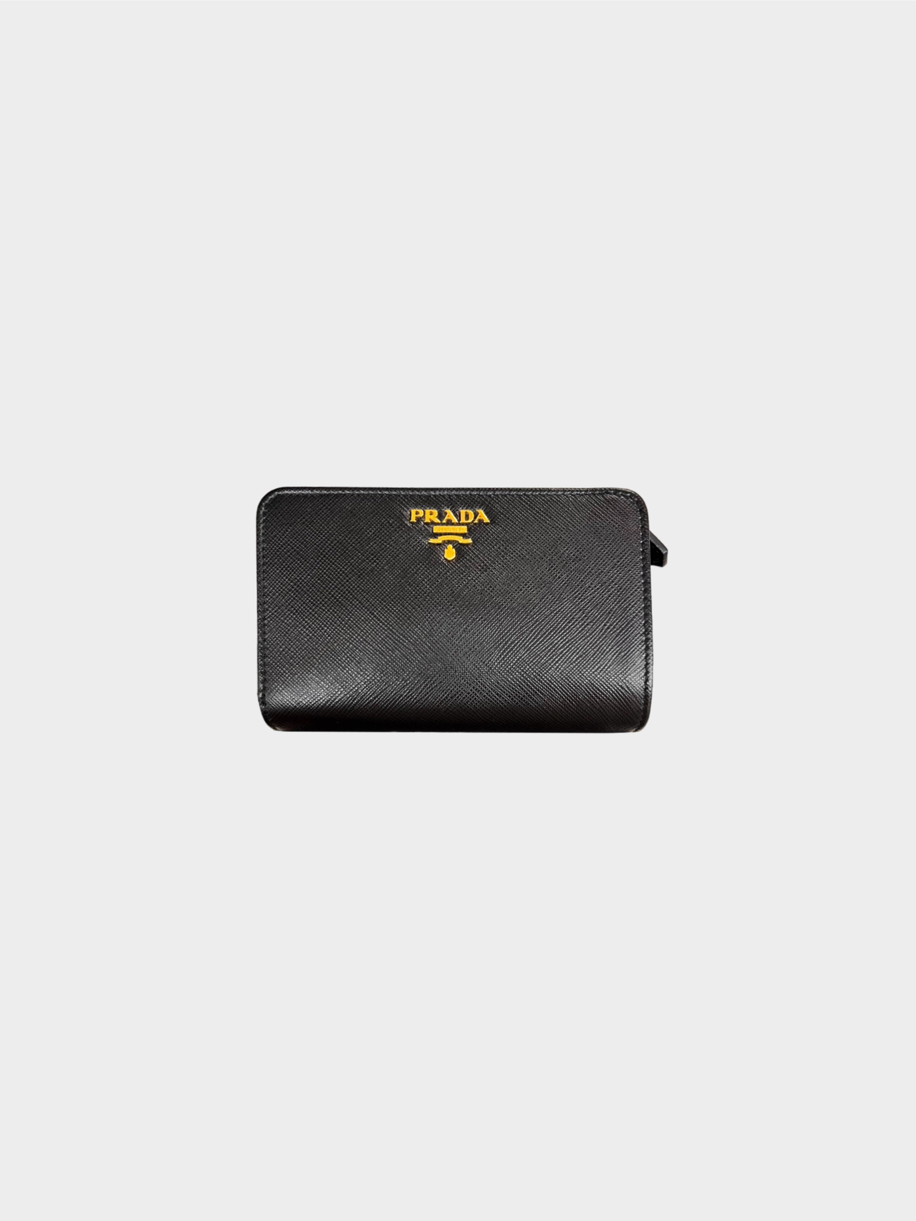 Prada 2010s Black Small Saffiano Leather Wallet