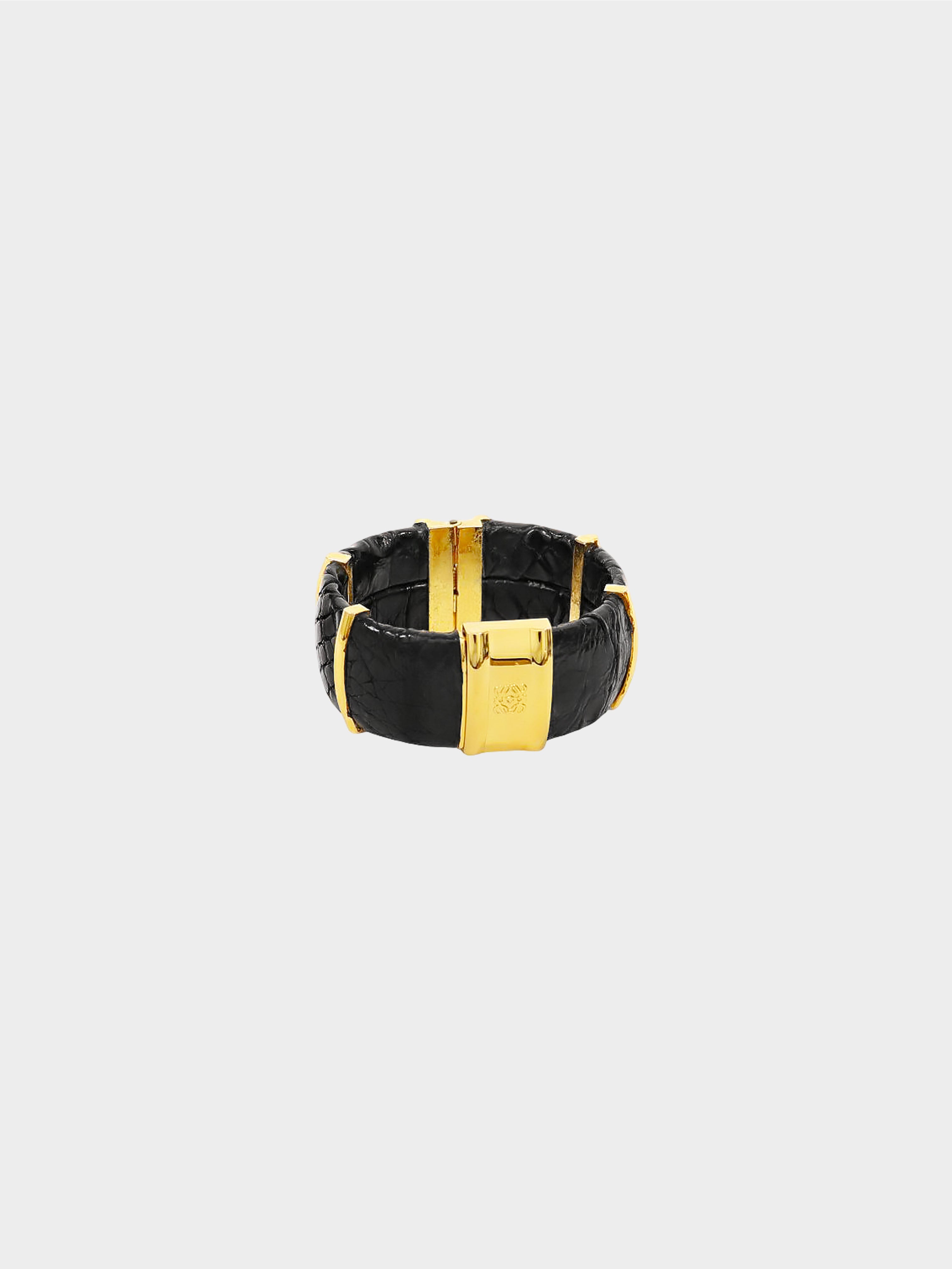 Loewe 2000s Gold and Black Anagram Bangle