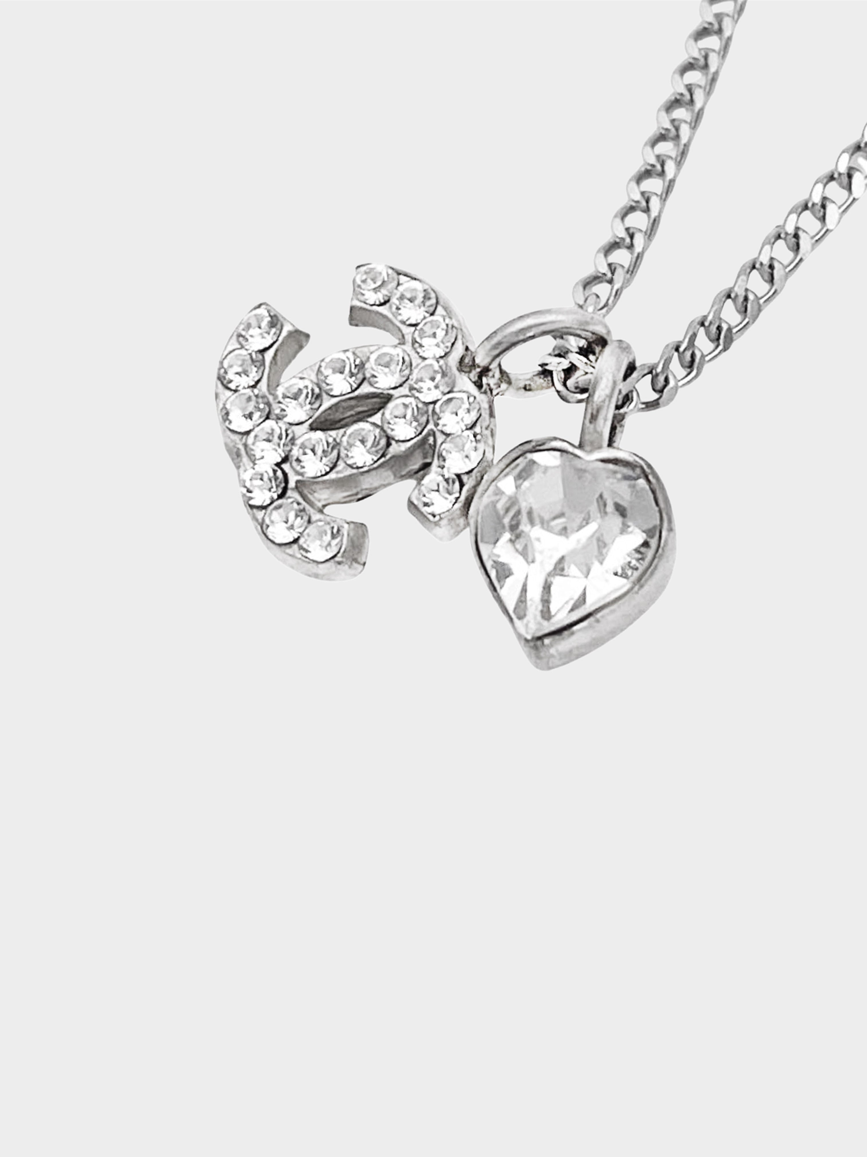 Chanel CC Open Heart Pendant Necklace (Gold Tone)