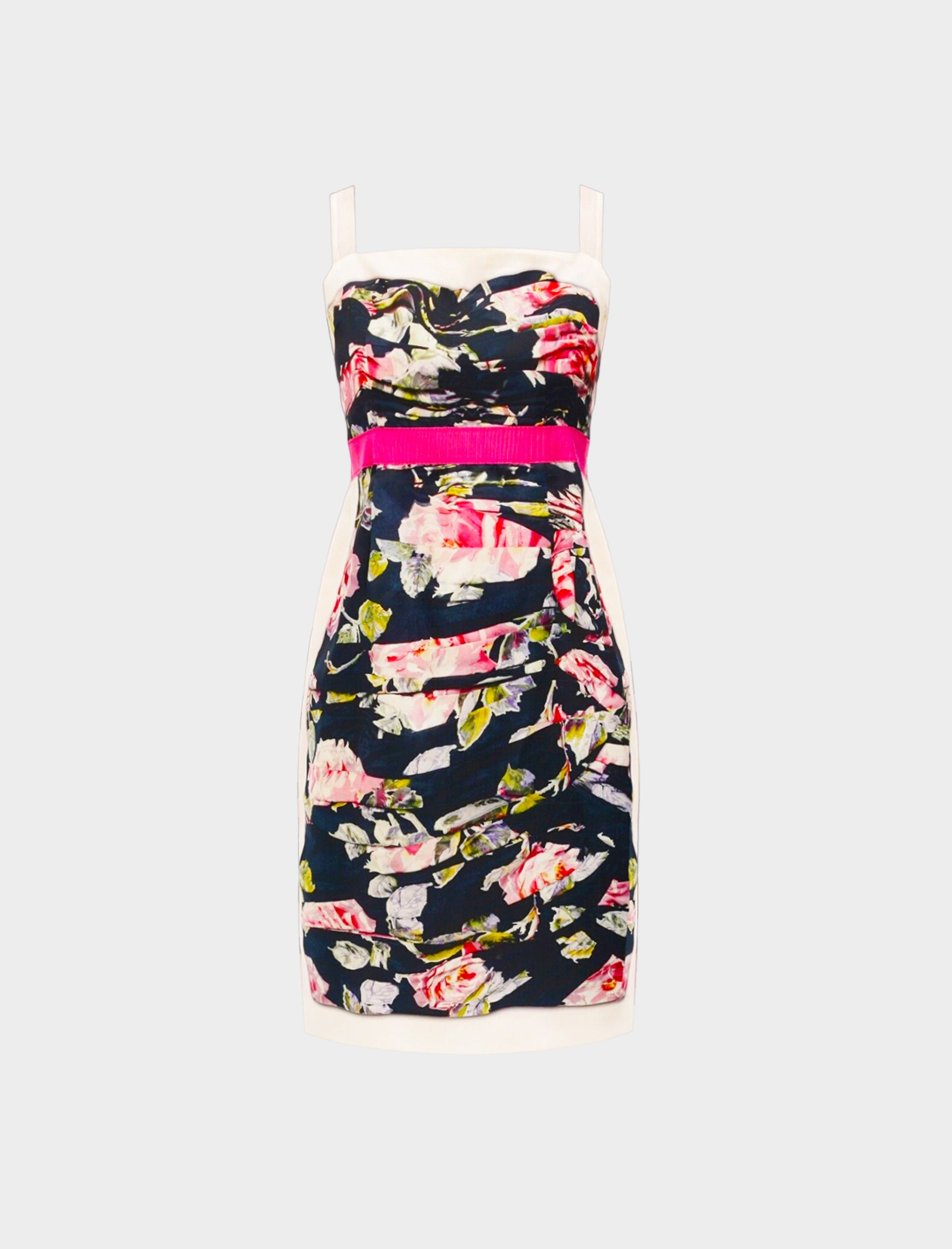 Dolce & Gabbana 2010s Silk Floral Print Ruched Dress