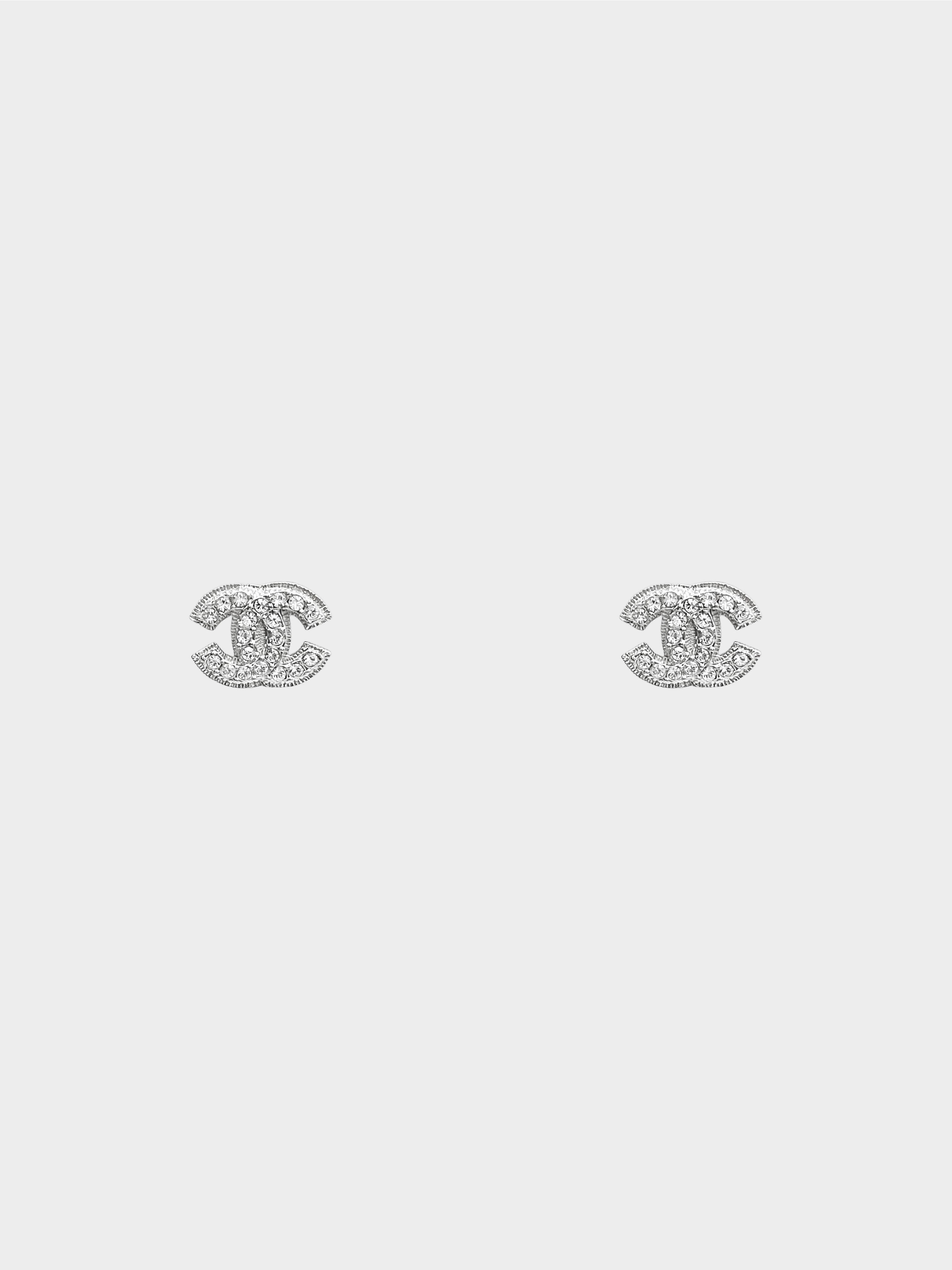 Chanel Fall 2009 Silver Rhinestone CC Clip-On Earrings