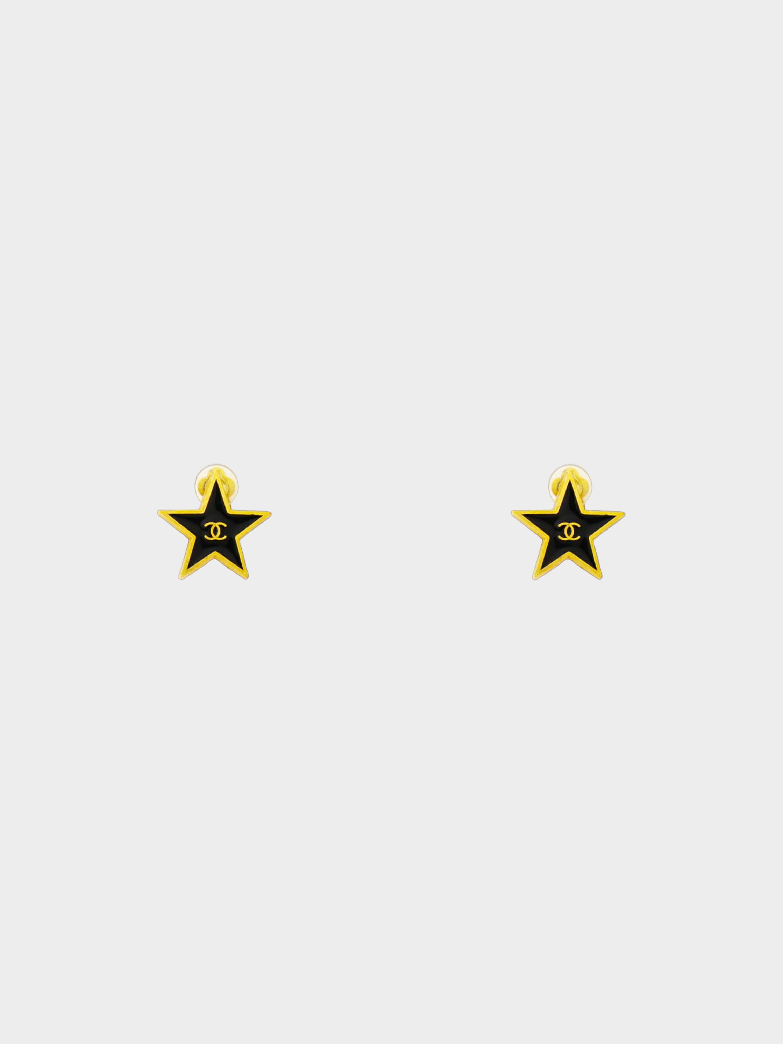 Chanel Spring 2001 Black and Gold CC Star Clip-On Earrings · INTO