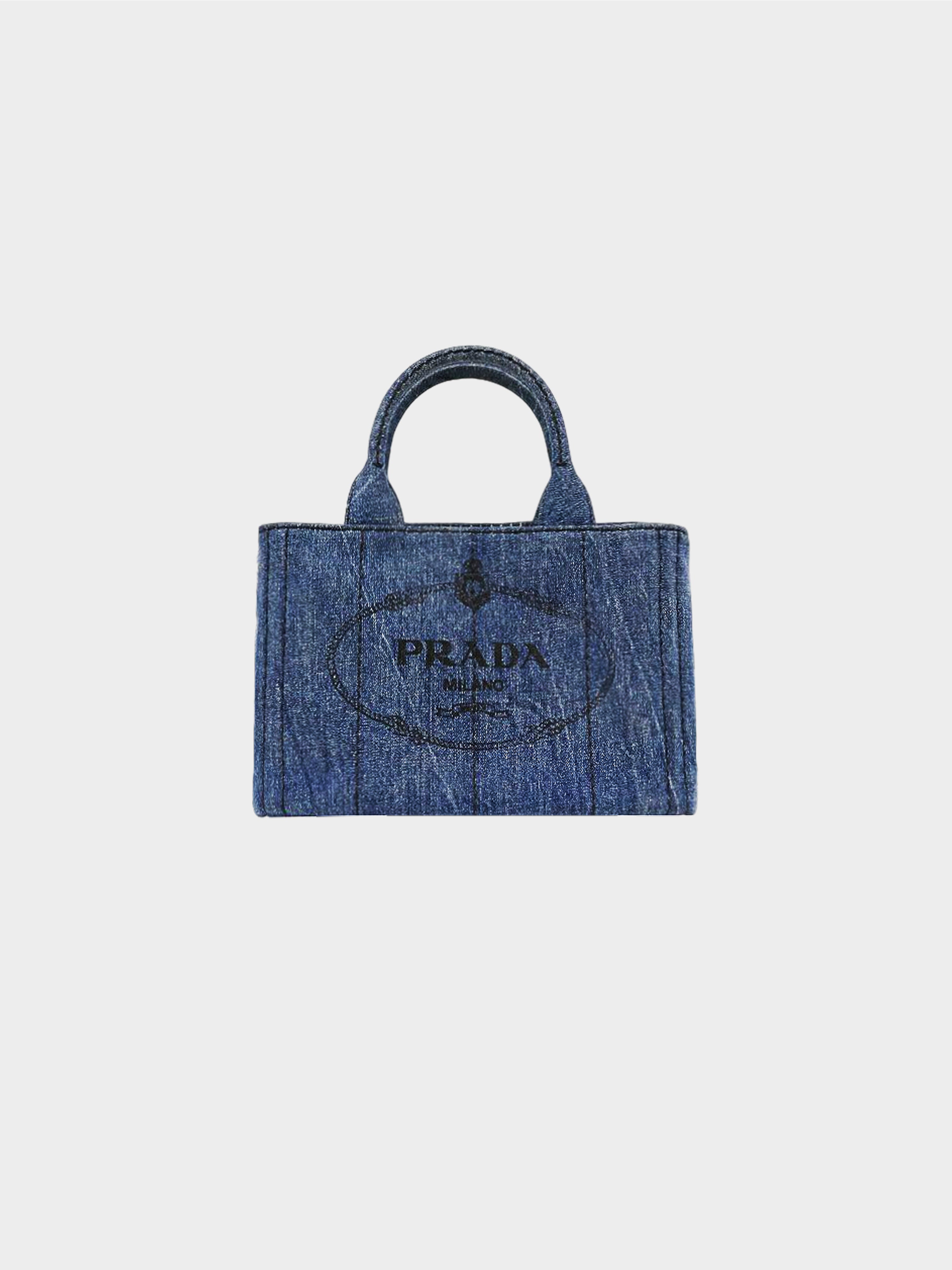 Prada 2000s Dark Denim Canapa Tote Bag