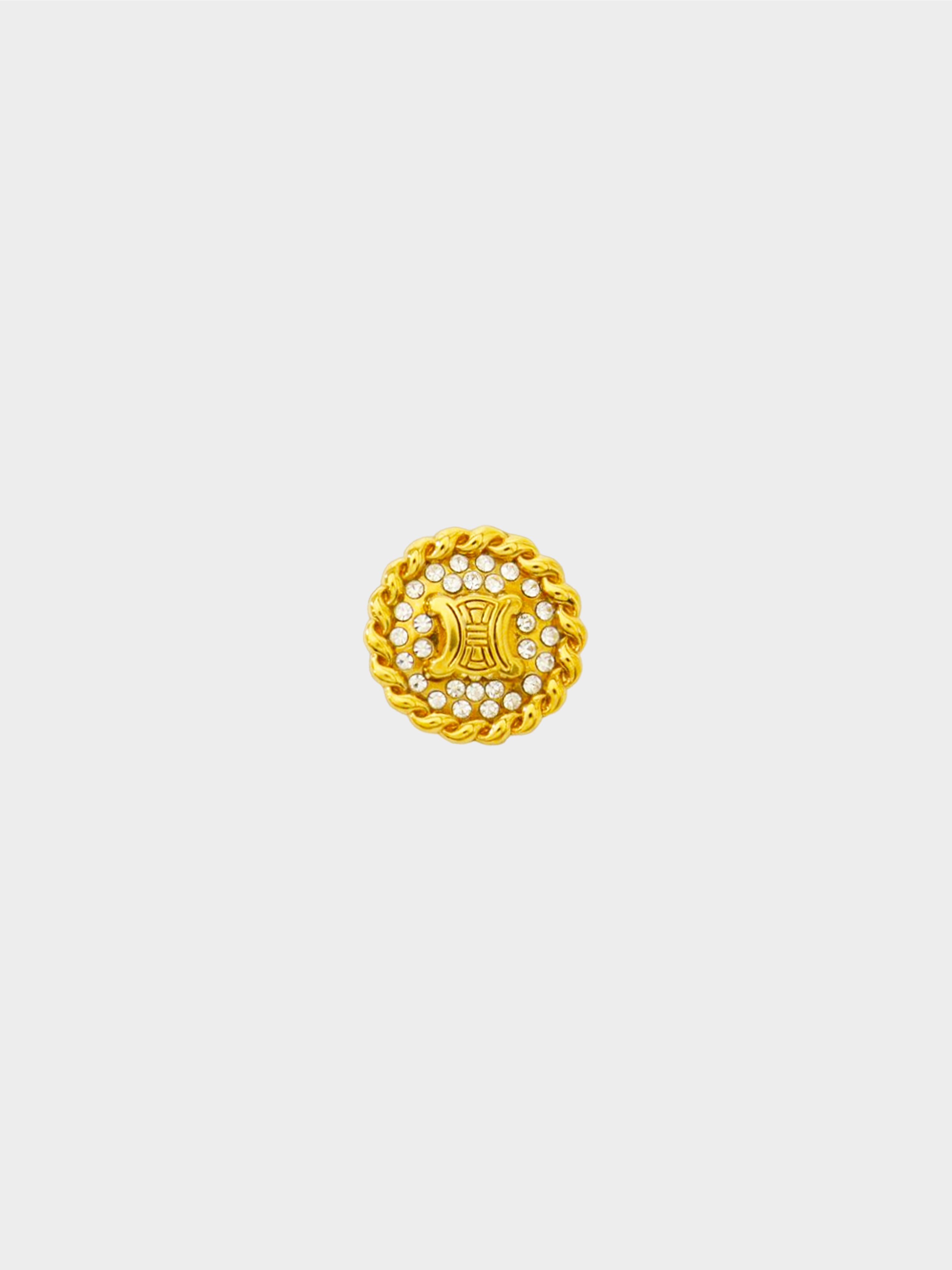 Céline 2000s Gold Triomphe Rhinestone Brooch