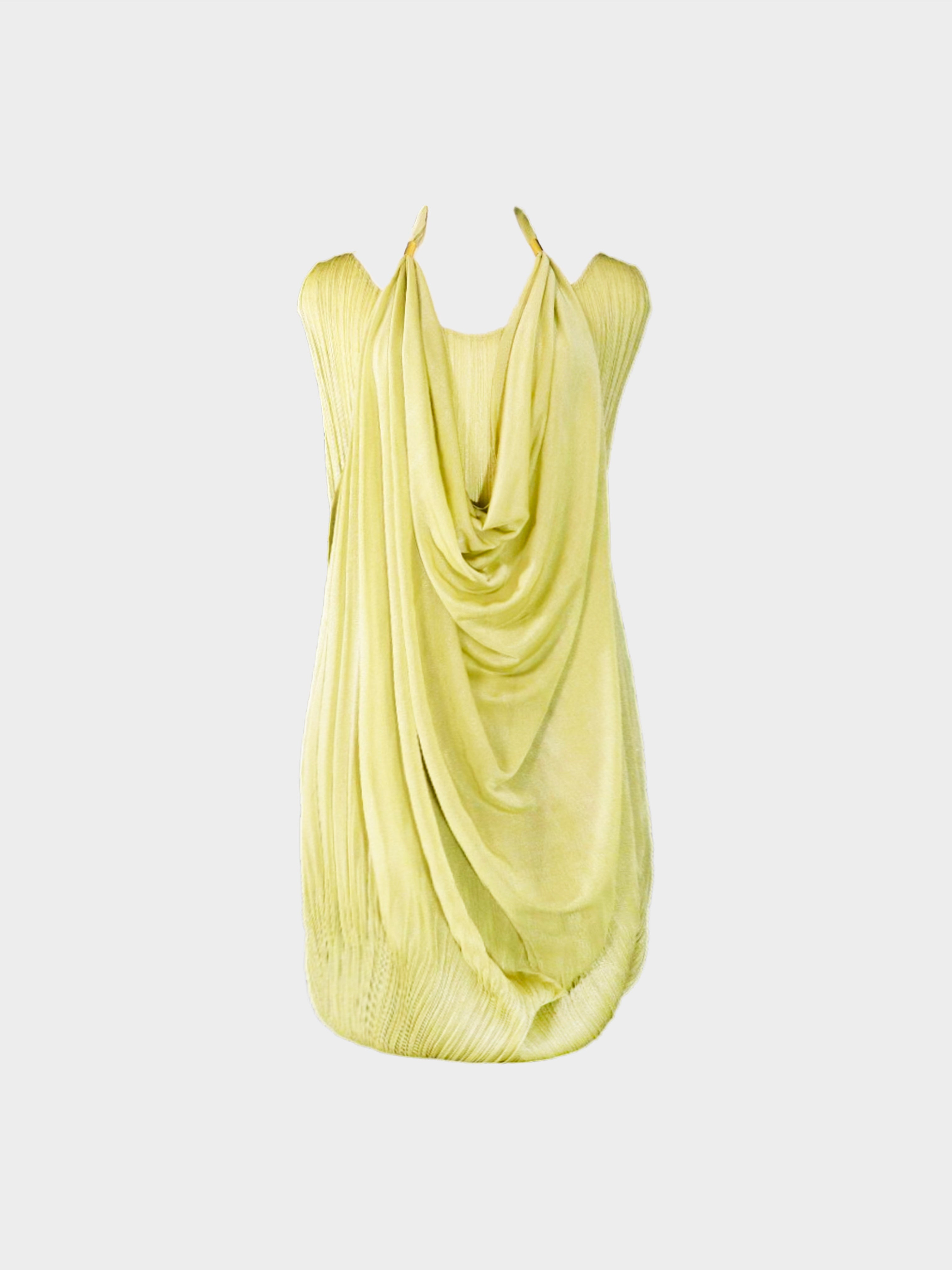 Issey Miyake 2010s Light Green Layered Pleated Dress