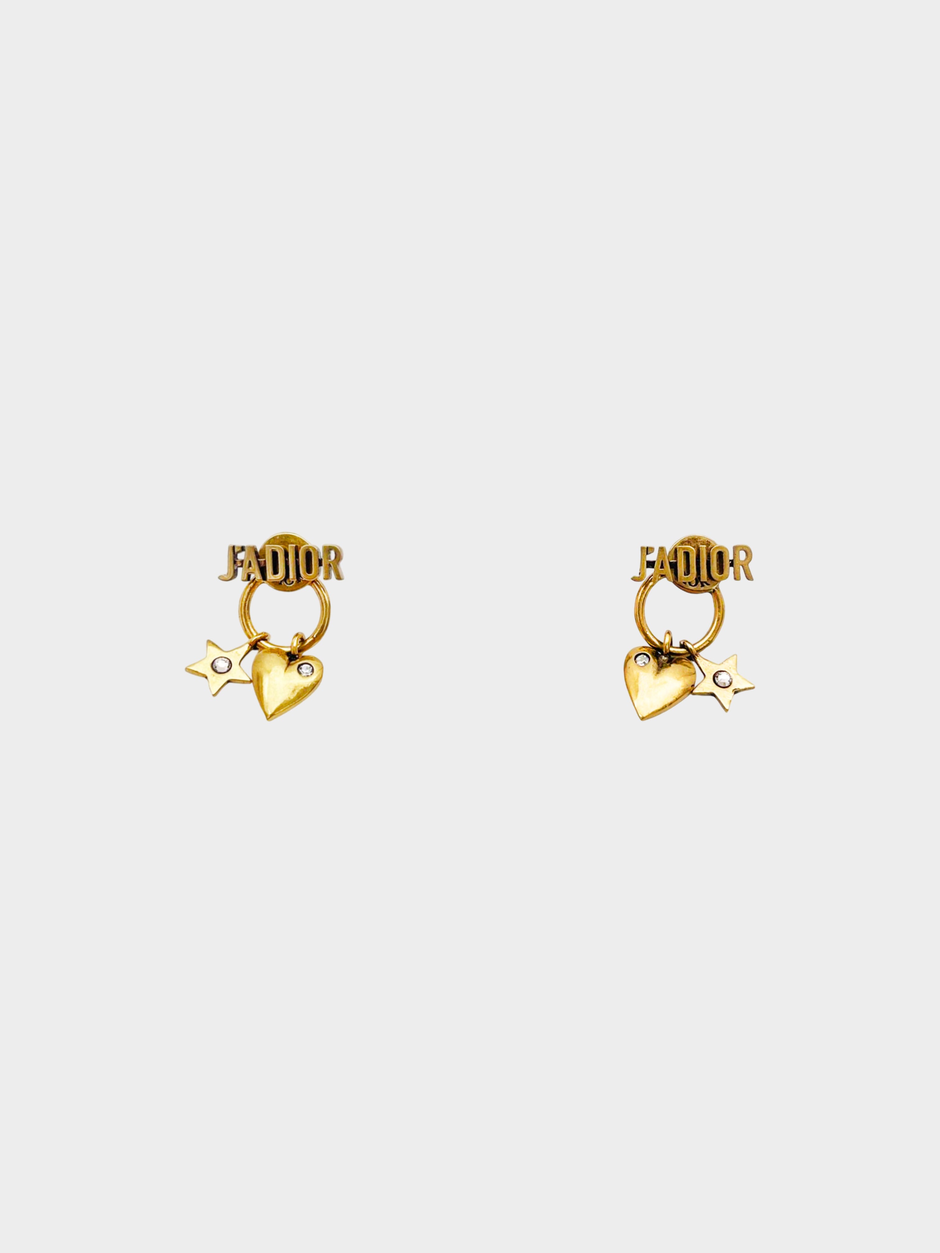 Christian Dior 2010s Heart and Star J'adior Drop Earrings
