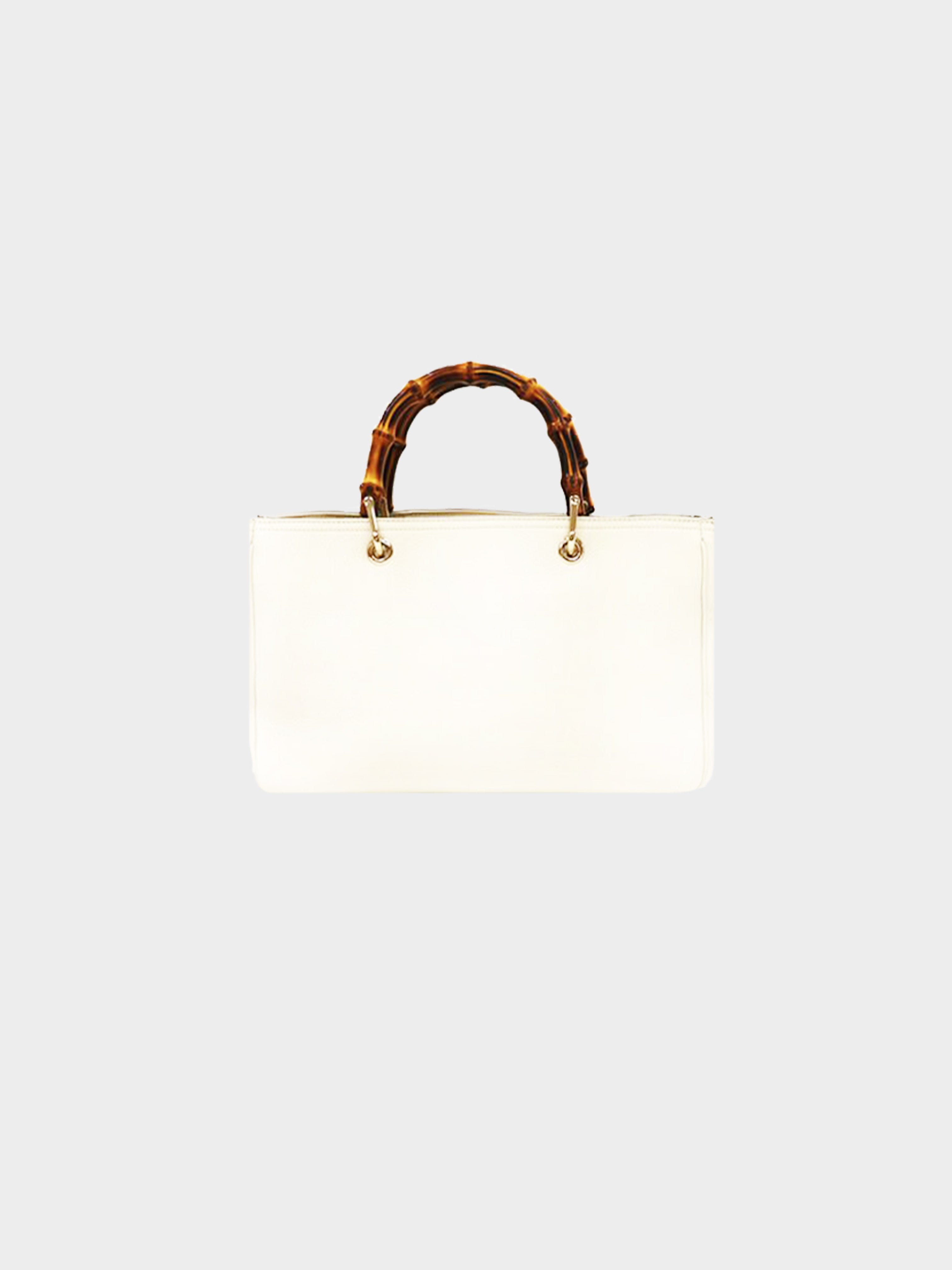 Gucci Bamboo 1947 small top handle bag in white leather