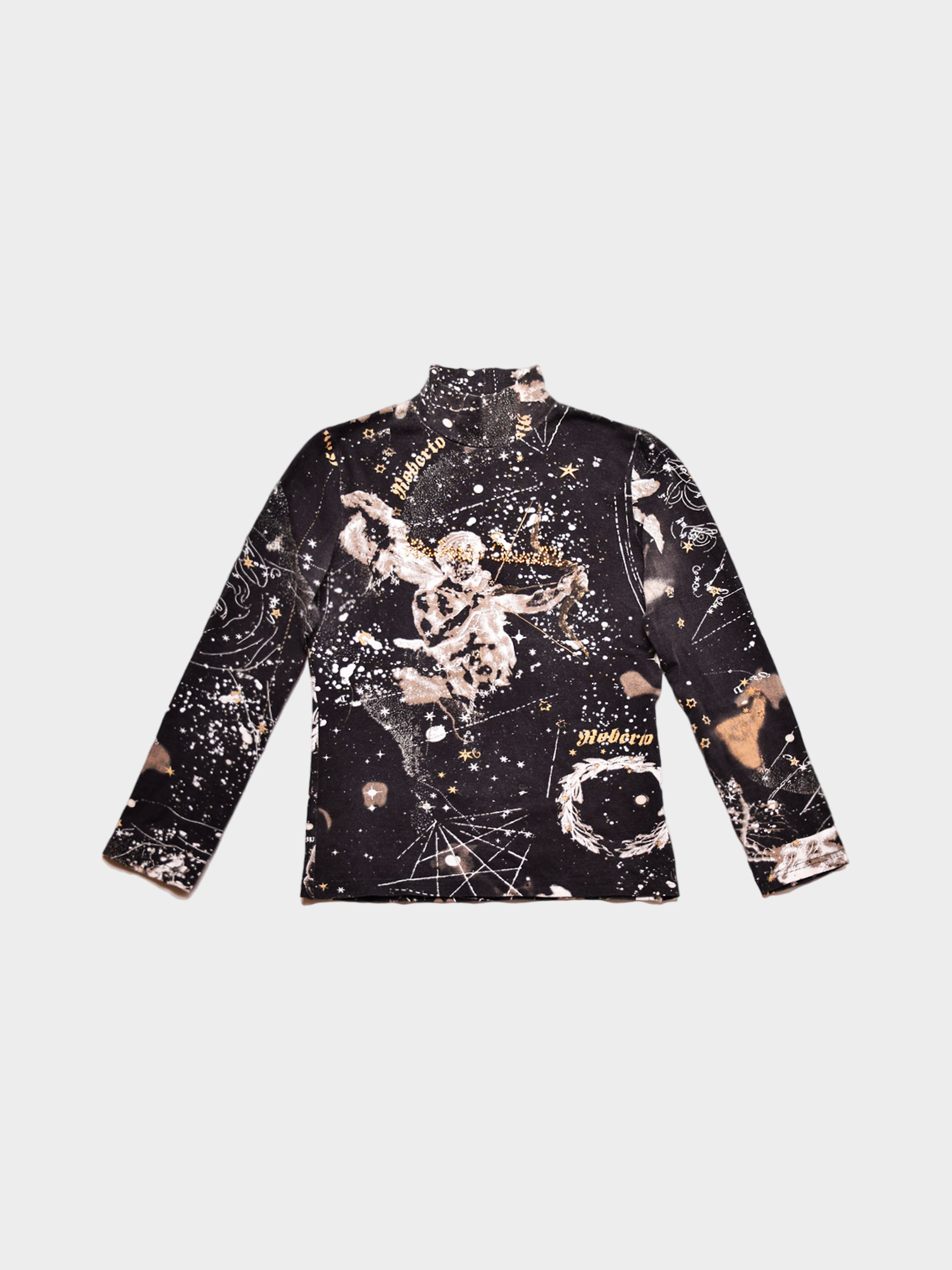 Roberto Cavalli 2003 Astrology Print Turtle Neck Top