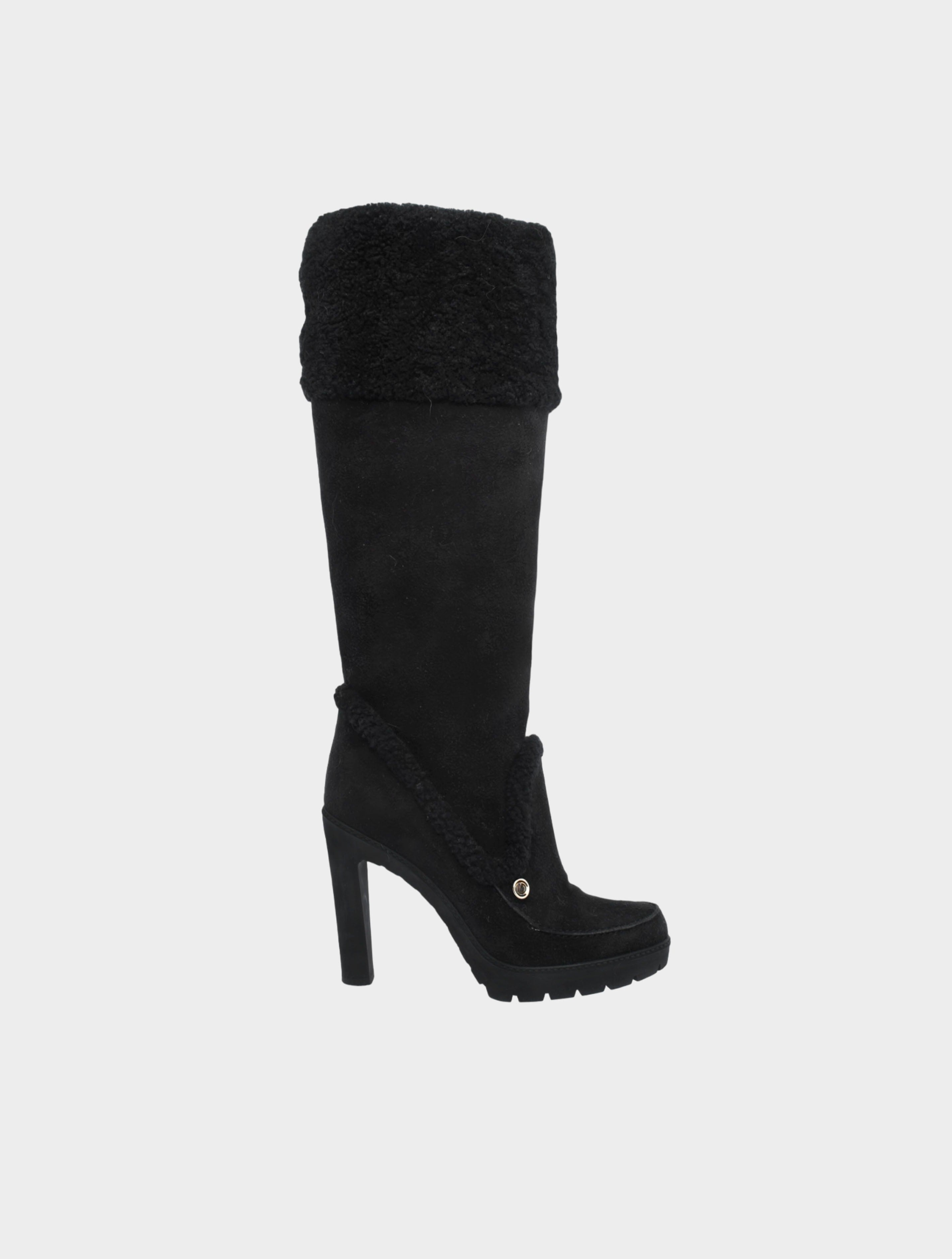 Christian Dior 2010s Black Shearling Boots