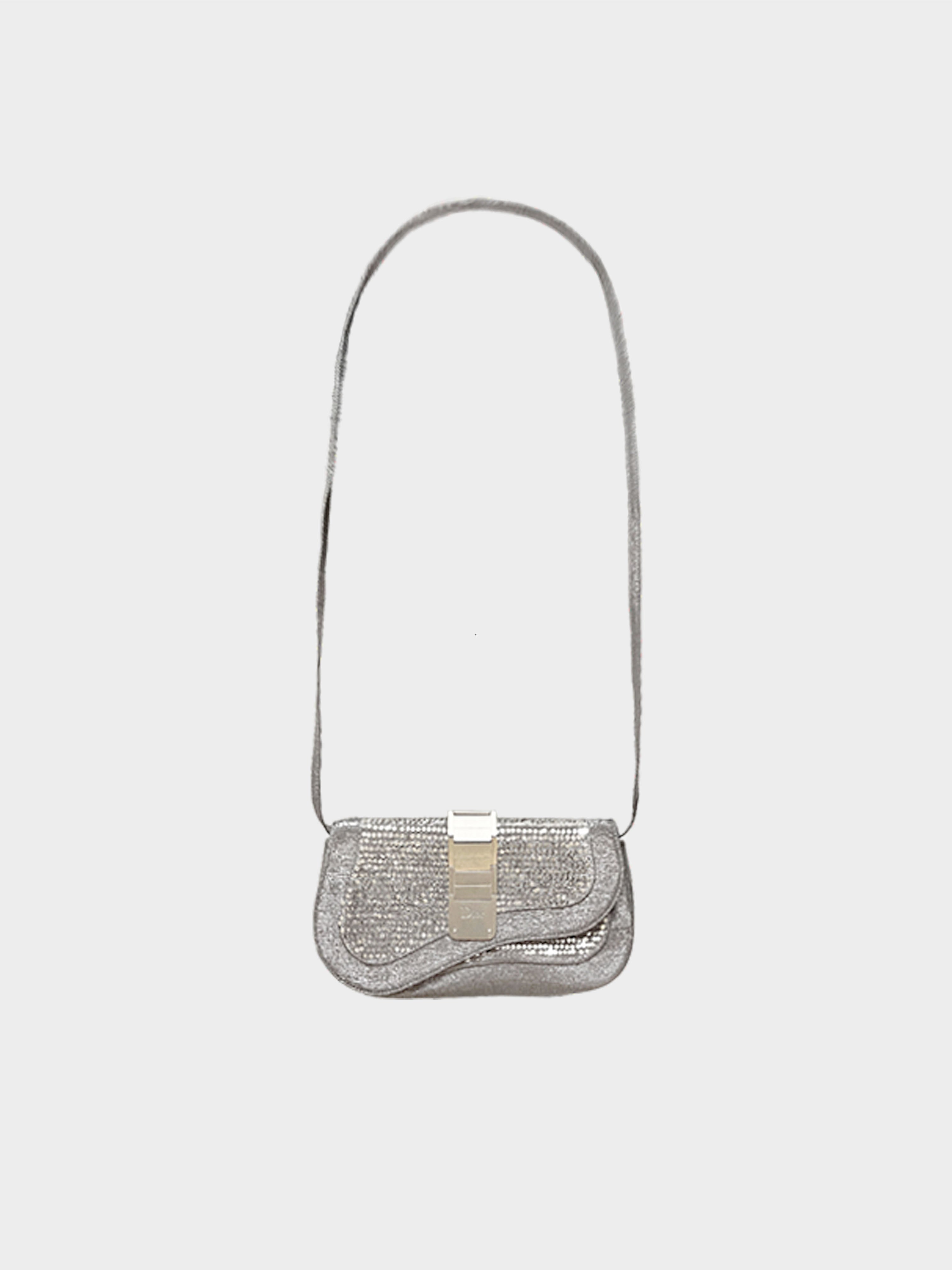 Christian Dior SS 2006 Limited Edition Silver Metallic Gaucho Crossbody Bag