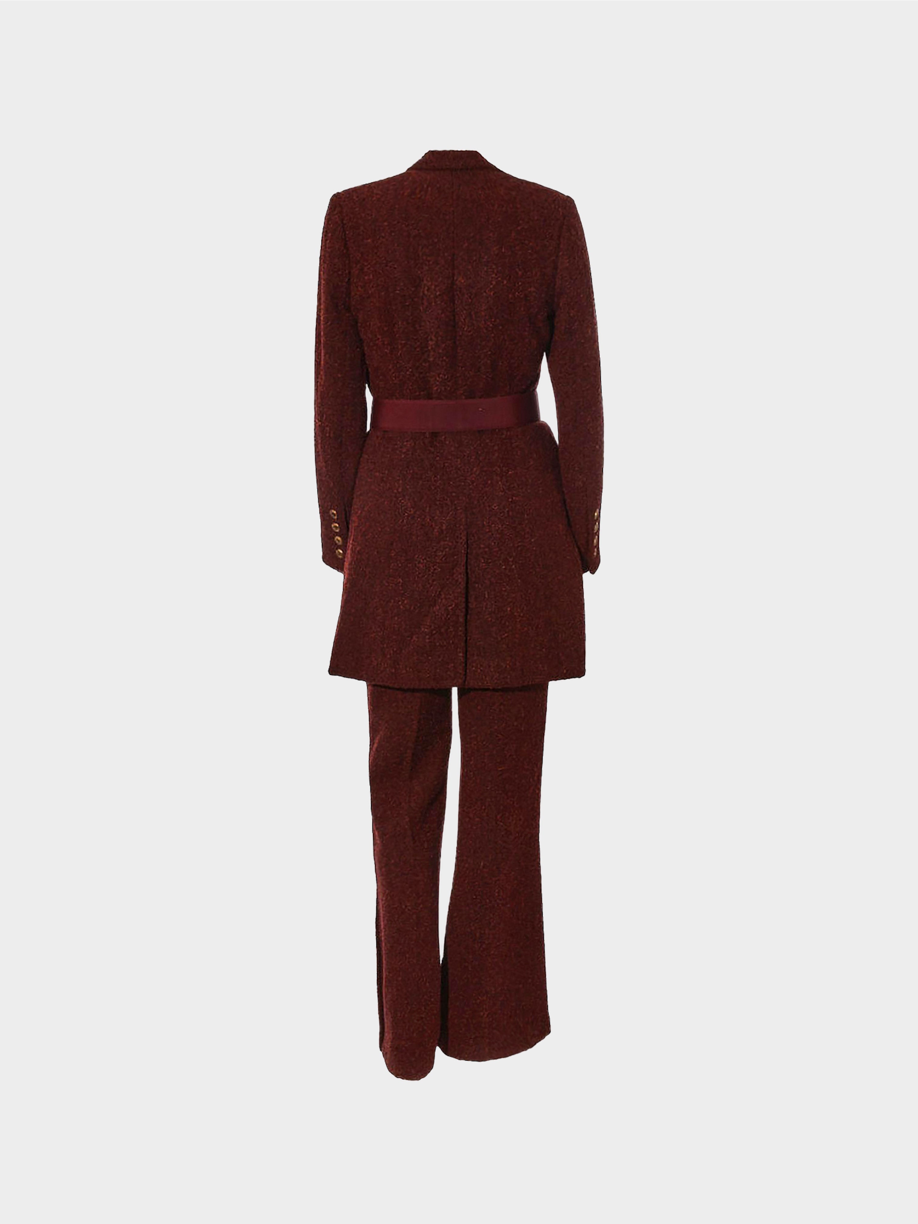 Chanel Couture FW 2001-2002 Rust Brown Bouclé Wool Suit Set