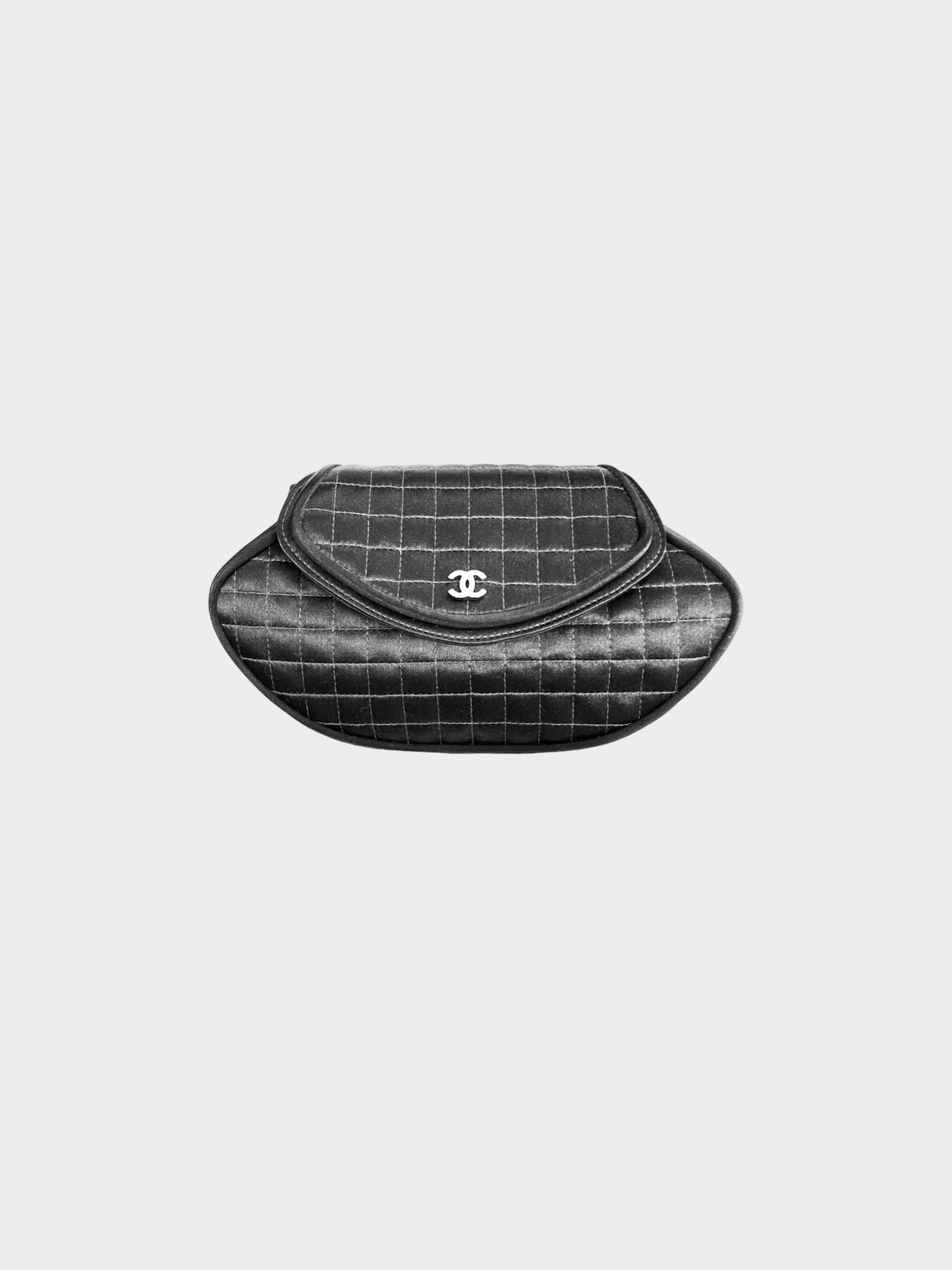 Chanel 2004 Black Quilted Satin Wristlet