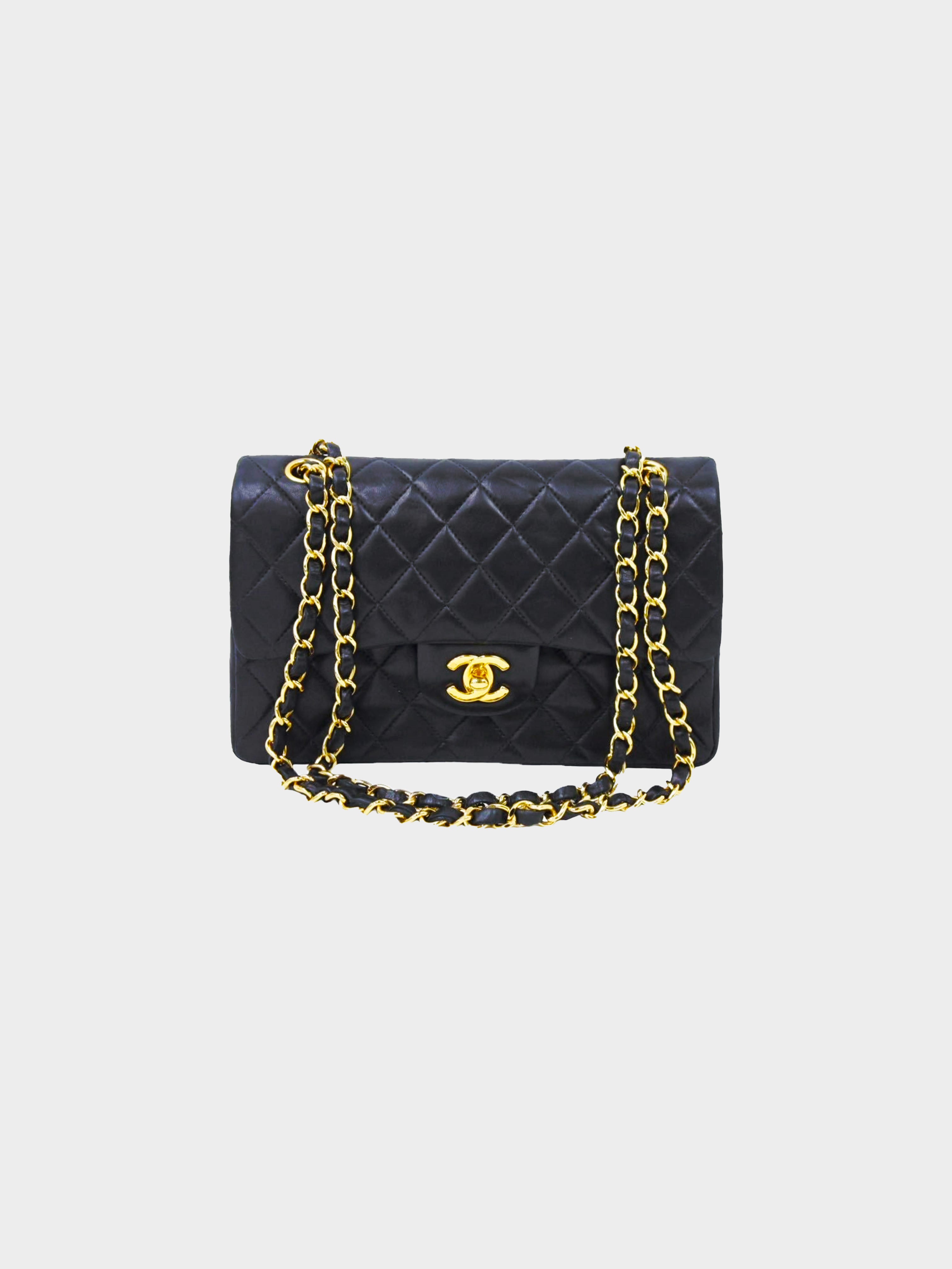 2001 Chanel Black Quilted Lambskin Vintage Classic Single Full