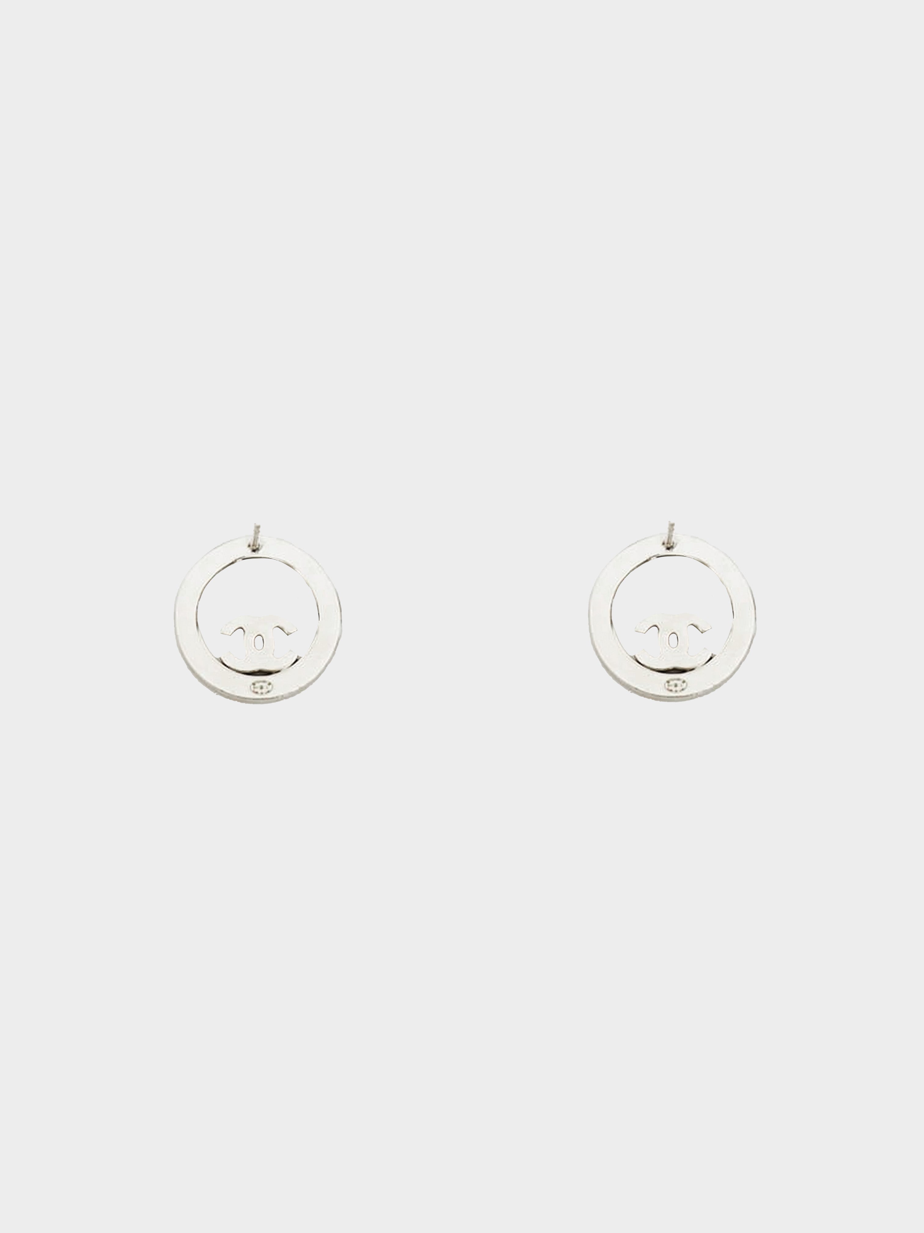 Chanel 2018 Rhinestone Circle CC Earrings