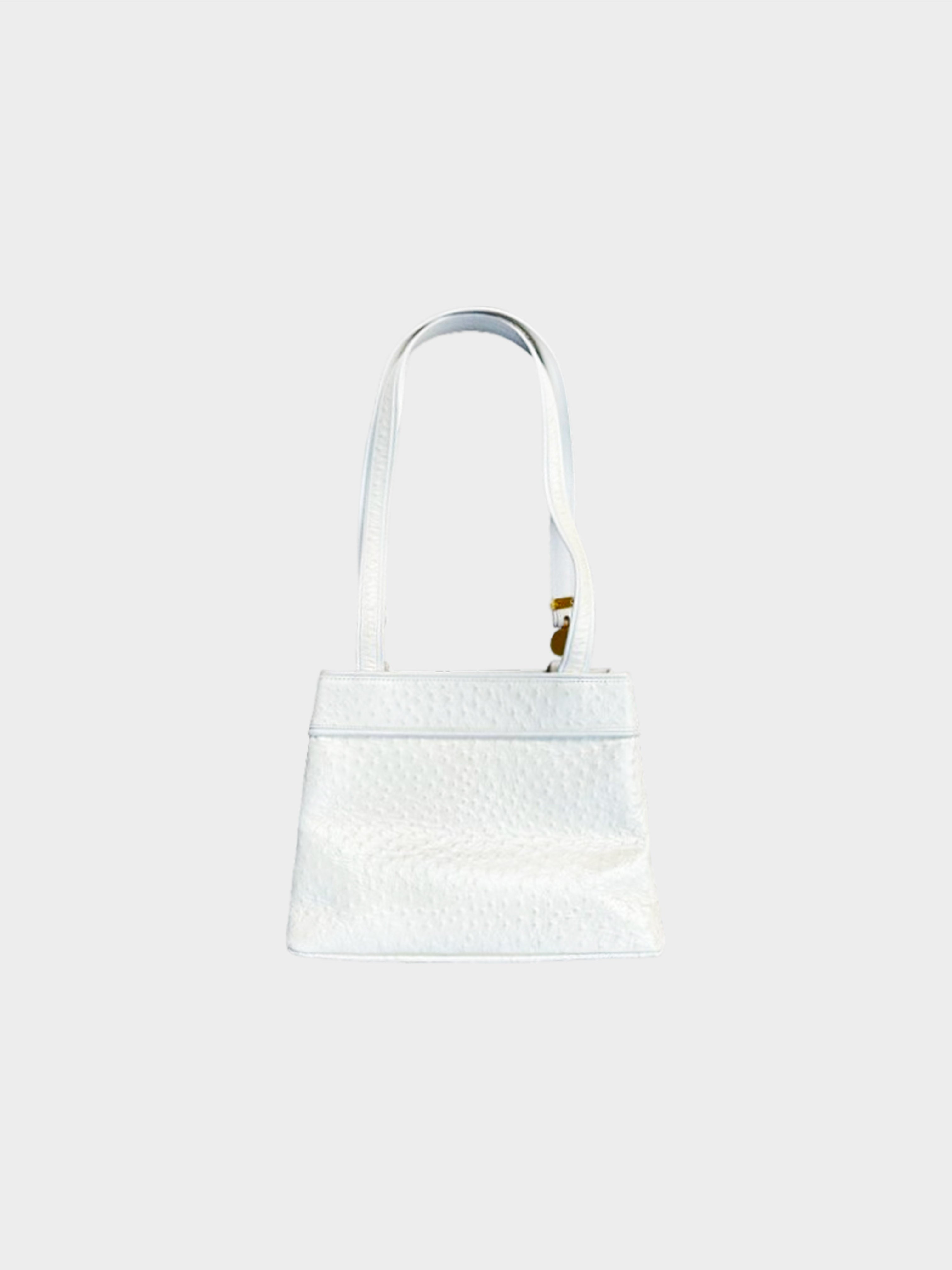 Gianni Versace 2000s Ostrich White Leather Tote Bag