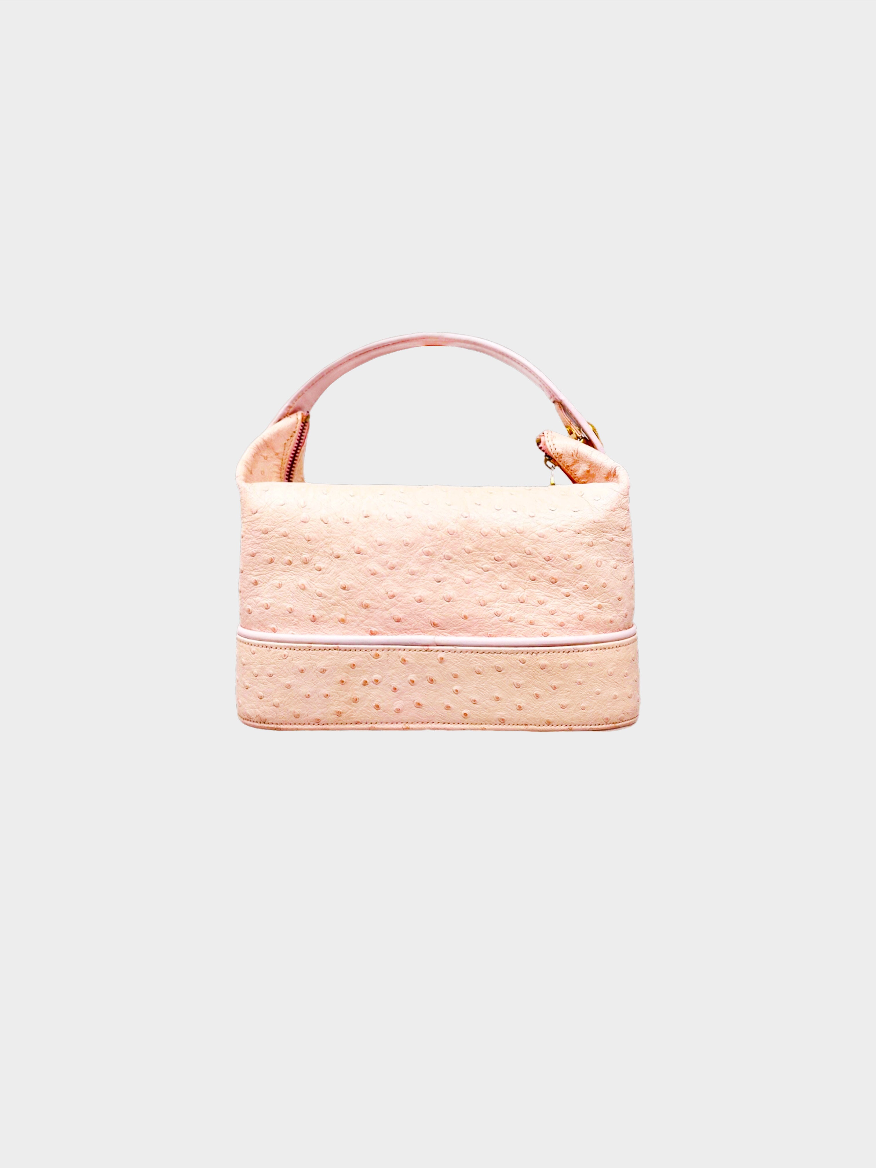 Versace 1990s Pink Vanity Ostrich Handbag