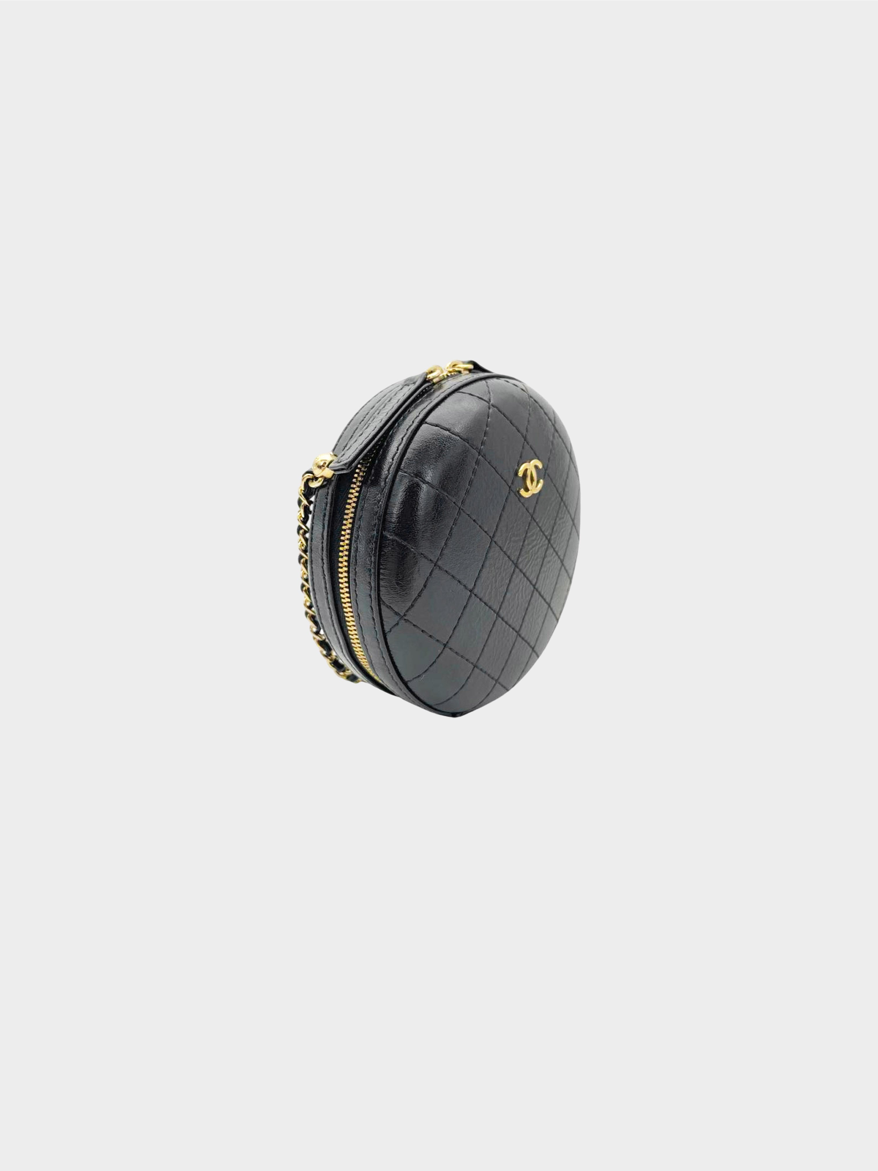 Chanel 2019 Black Quilted Round Leather Bag
