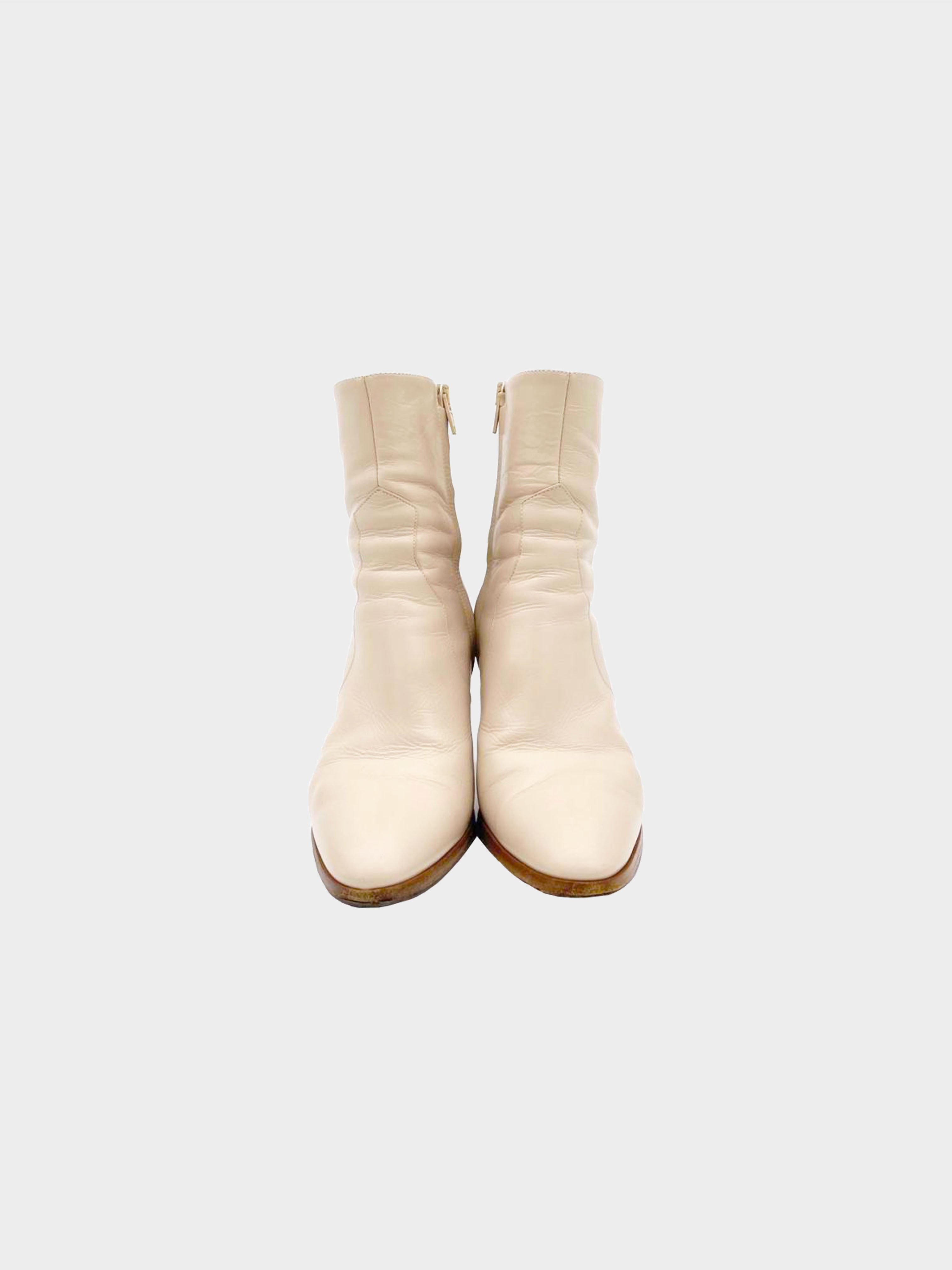 Céline 2019 Beige Side Zip Ankle Boots